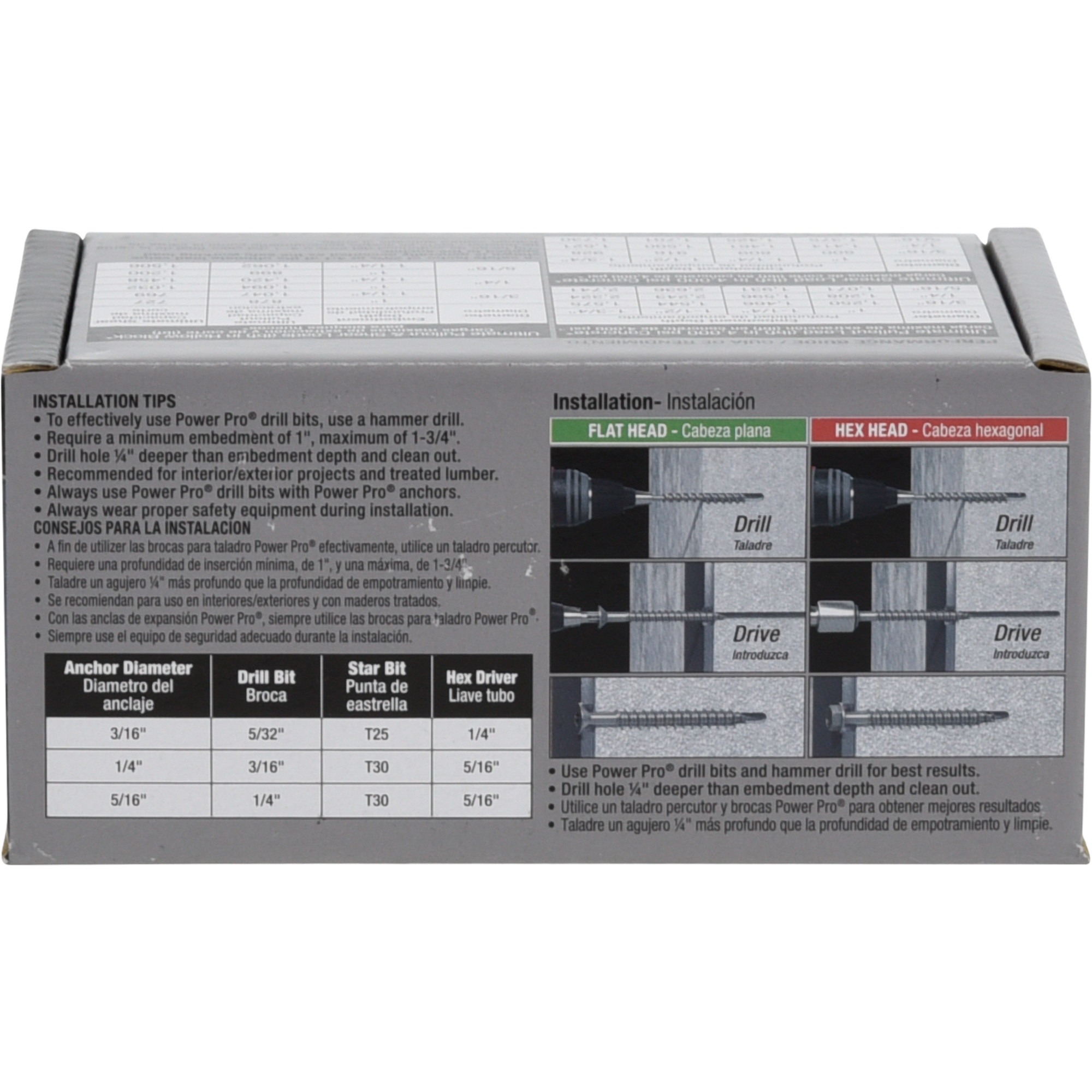 Power Pro Black Hex Washer-Head Concrete Screw Anchor (3/16 in. x 1-3/4 in.) - 100 pc