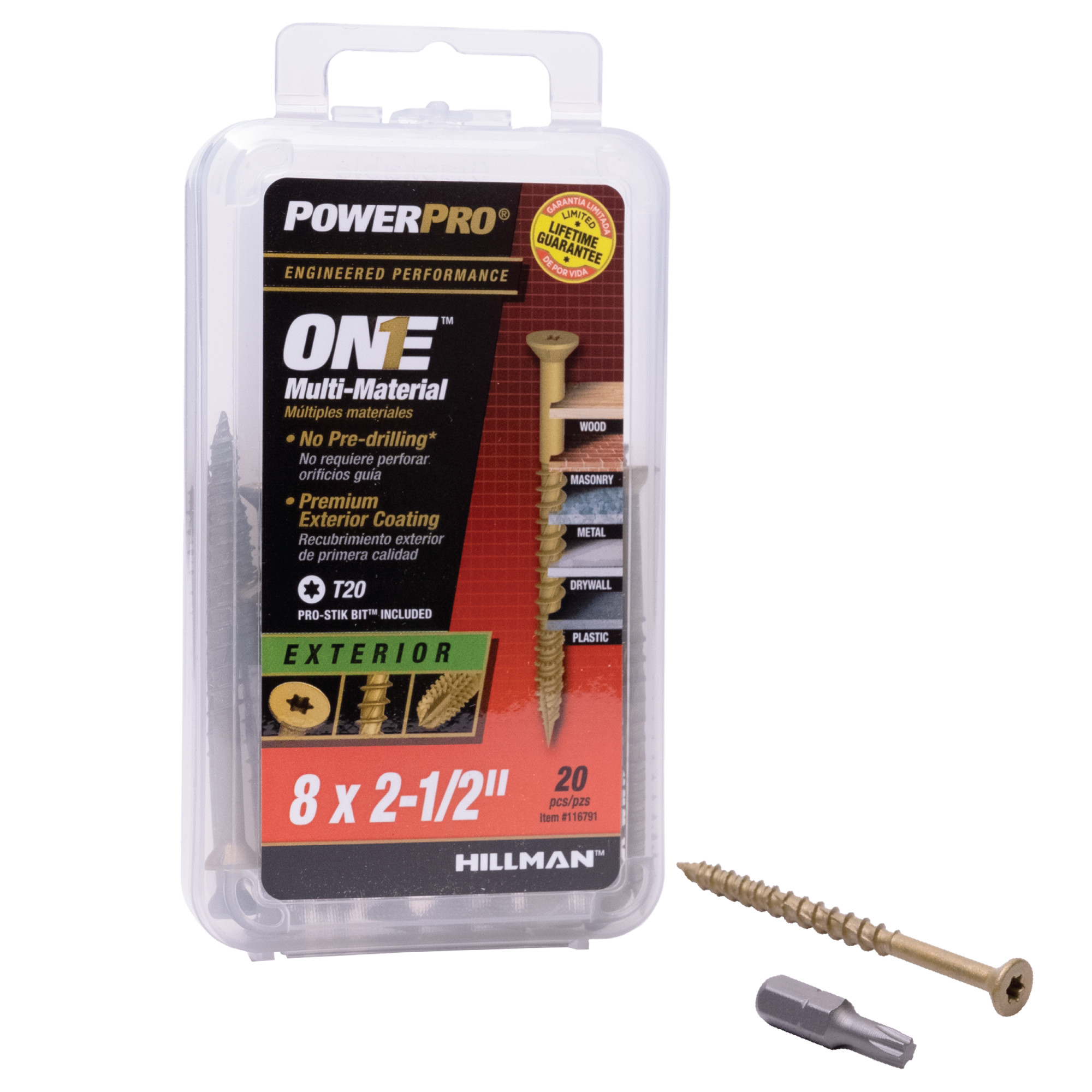 Power Pro ONE Flat Exterior Bronze Multi-Material Screws (#8 x 2-1/2 in.) - 20pc