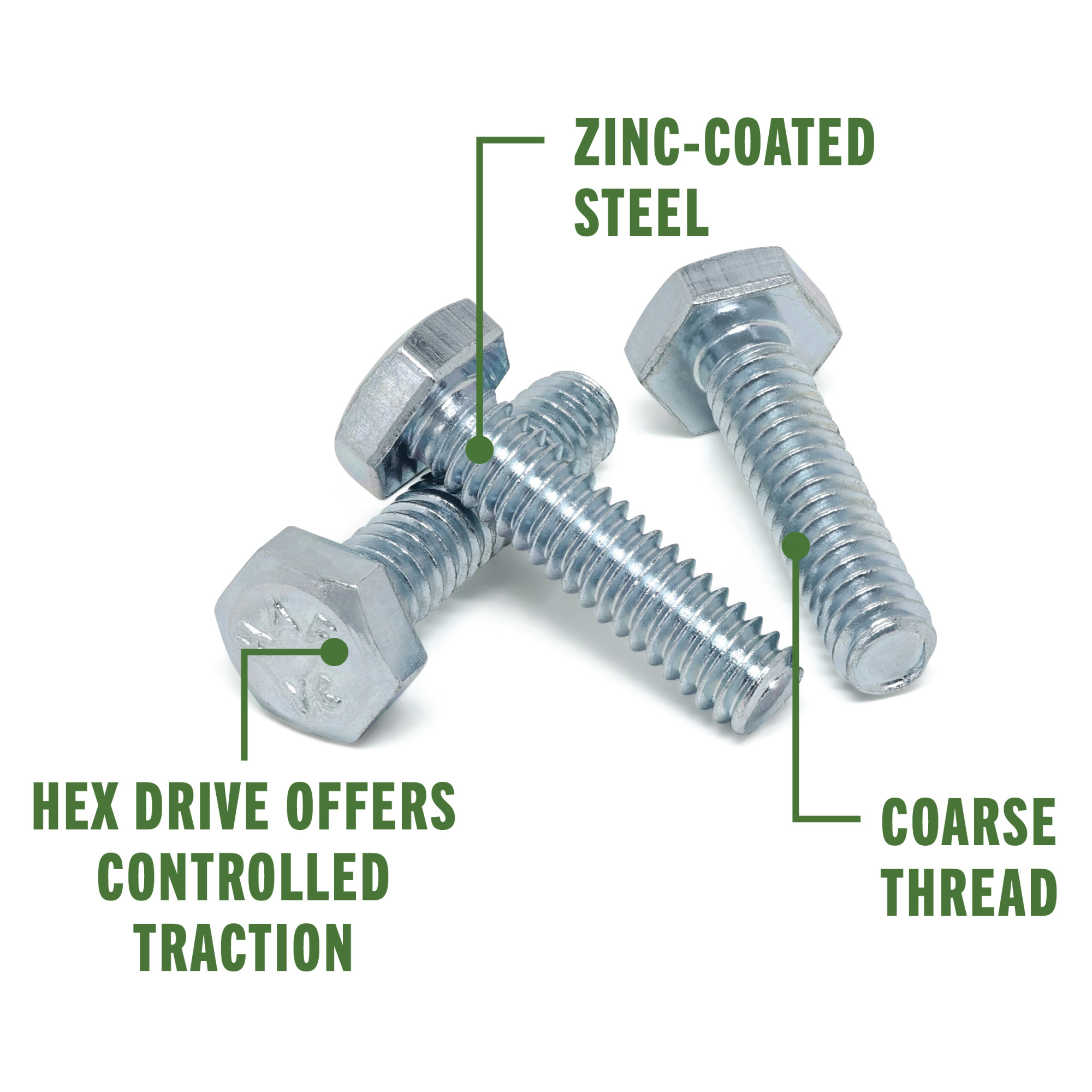 Hillman Zinc Hex Bolts (1/4 in.-20 x 1 in.) - 100 pc - 100 pc