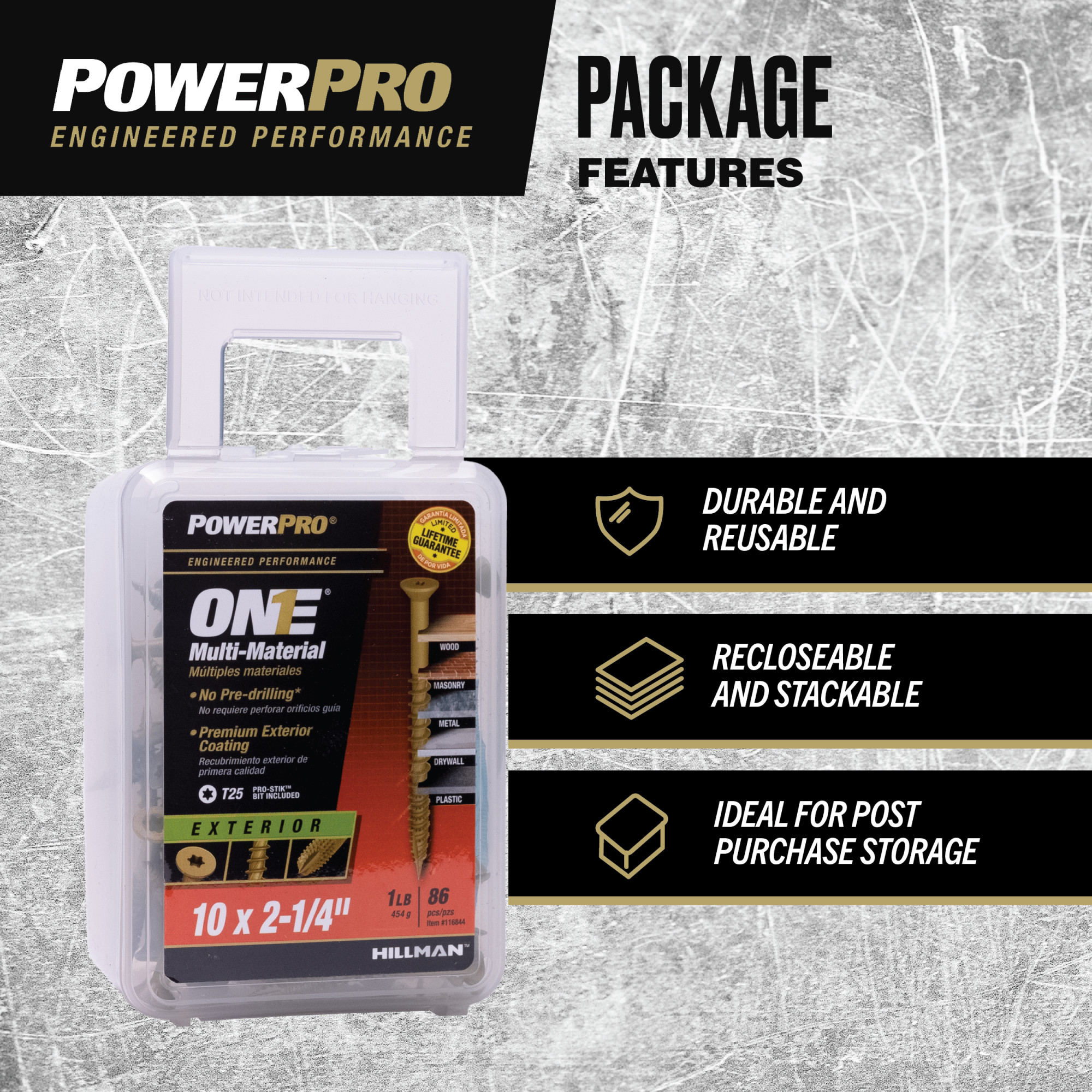 Power Pro ONE Flat Exterior Bronze Multi-Material Screws (#10 x 2-1/4 in.) - 86 pc