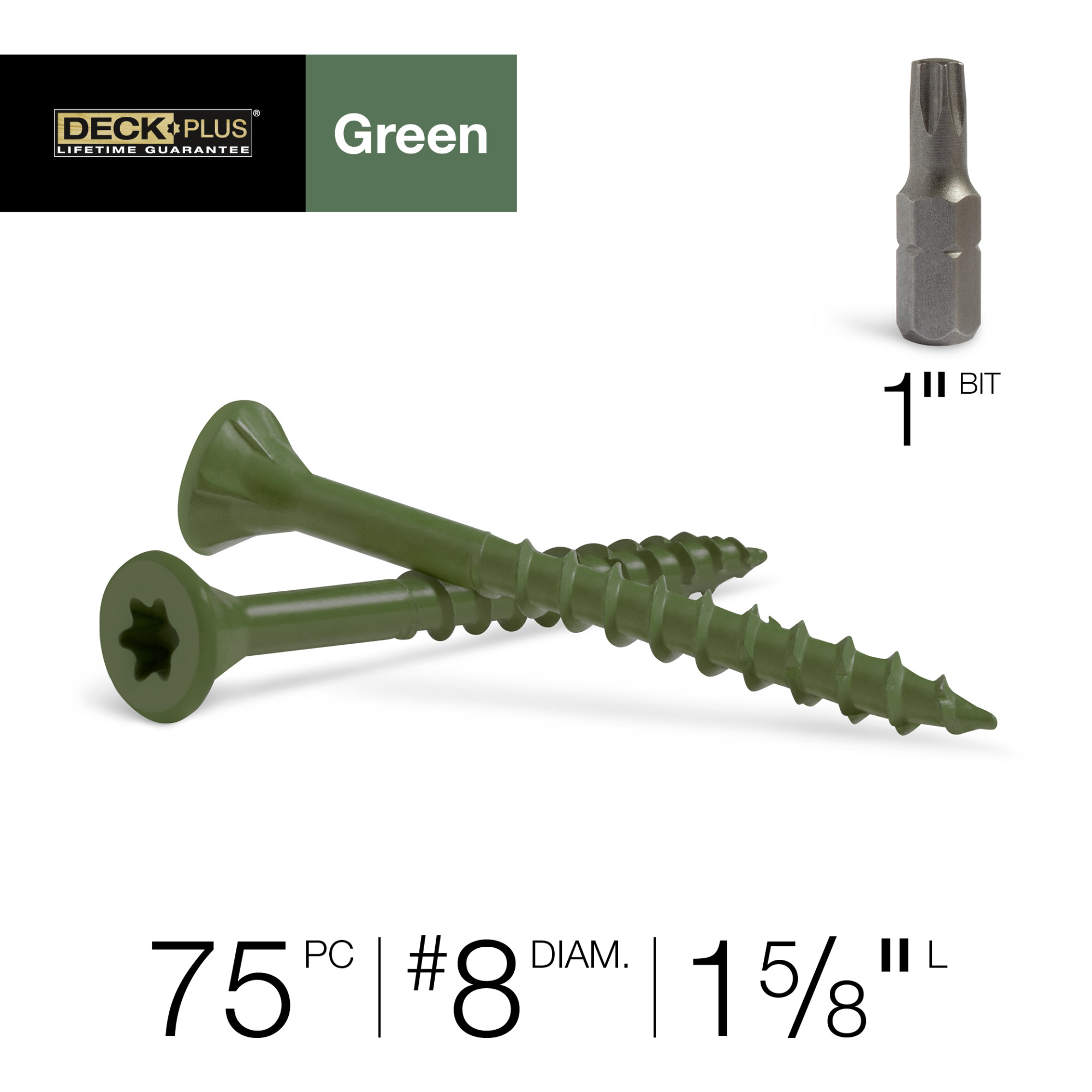 Deck Plus Green Deck Screws (#8 x 1-5/8 in.)
