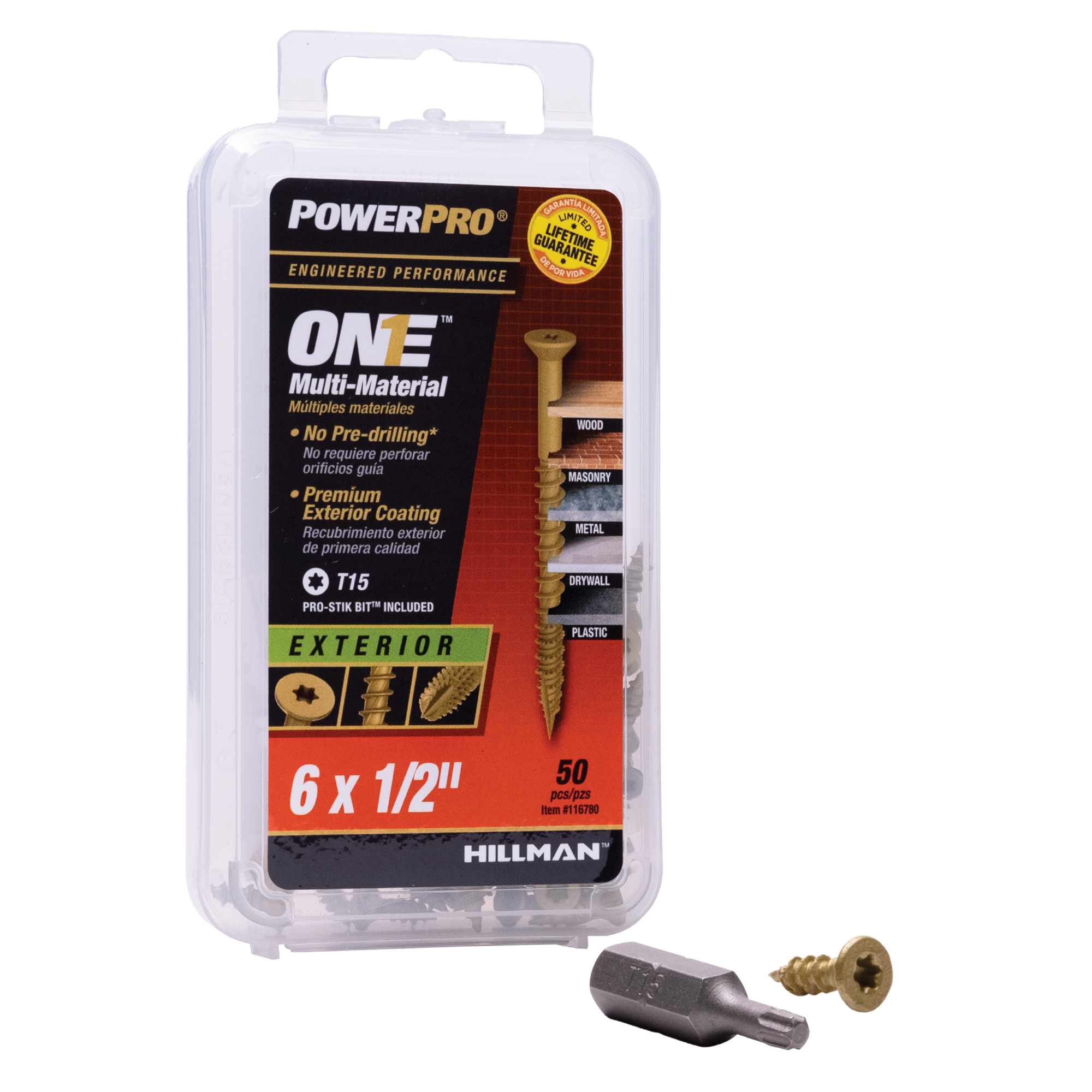 Power Pro ONE Flat Exterior Bronze Multi-Material Screws (#6 x 1/2 in.) - 50 pc