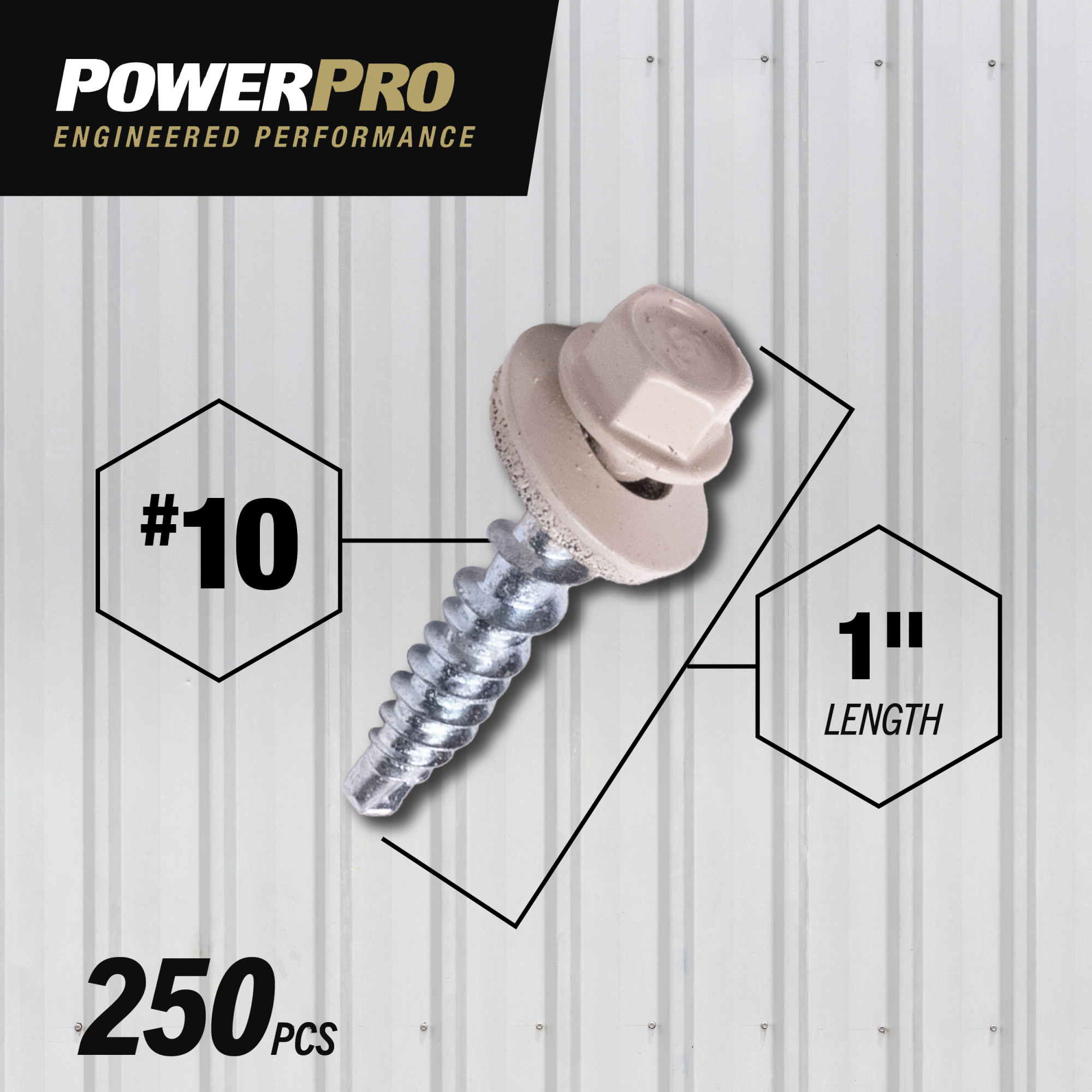 Power Pro Ivory Self Drilling Metal-to-Wood Roofing Screws (#10 x 1 in.) - 250 pc