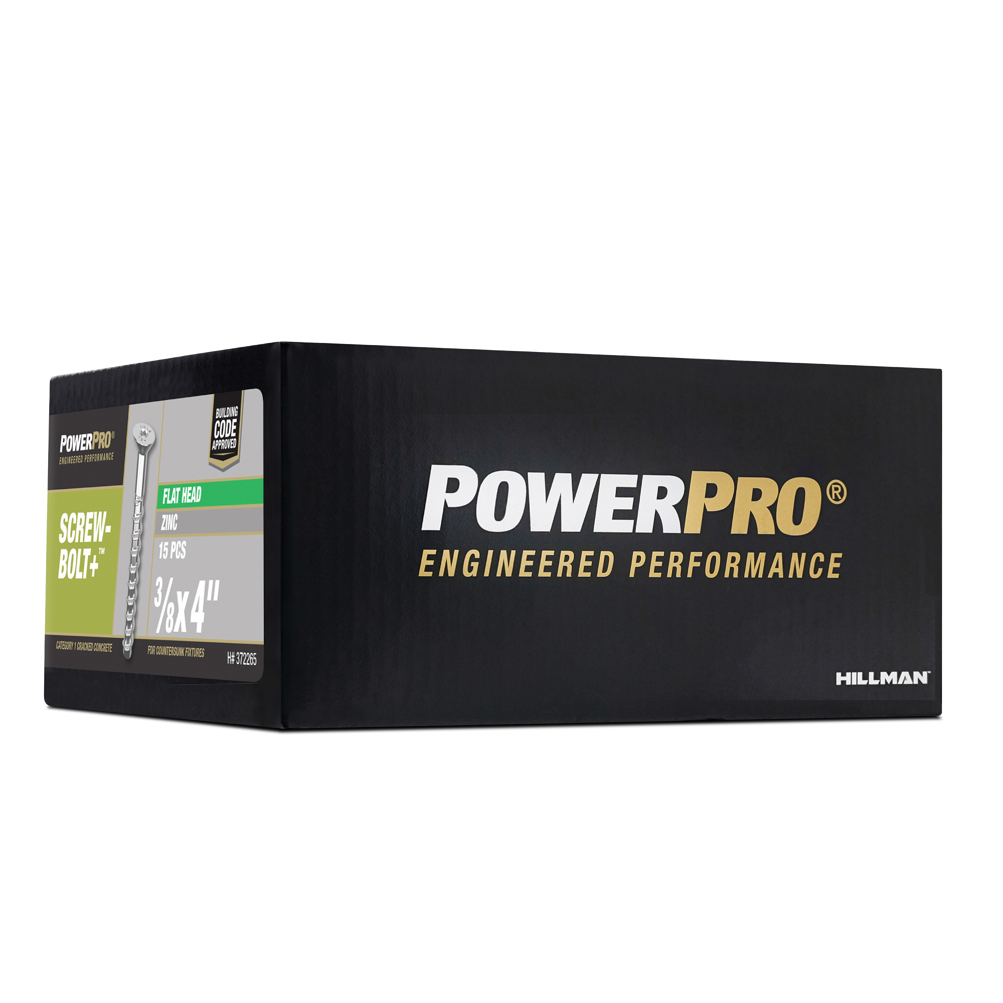 Power Pro Zinc Flat Head Screw-Bolt+ Anchor (3/8 in. x 4 in.) - 15 pc