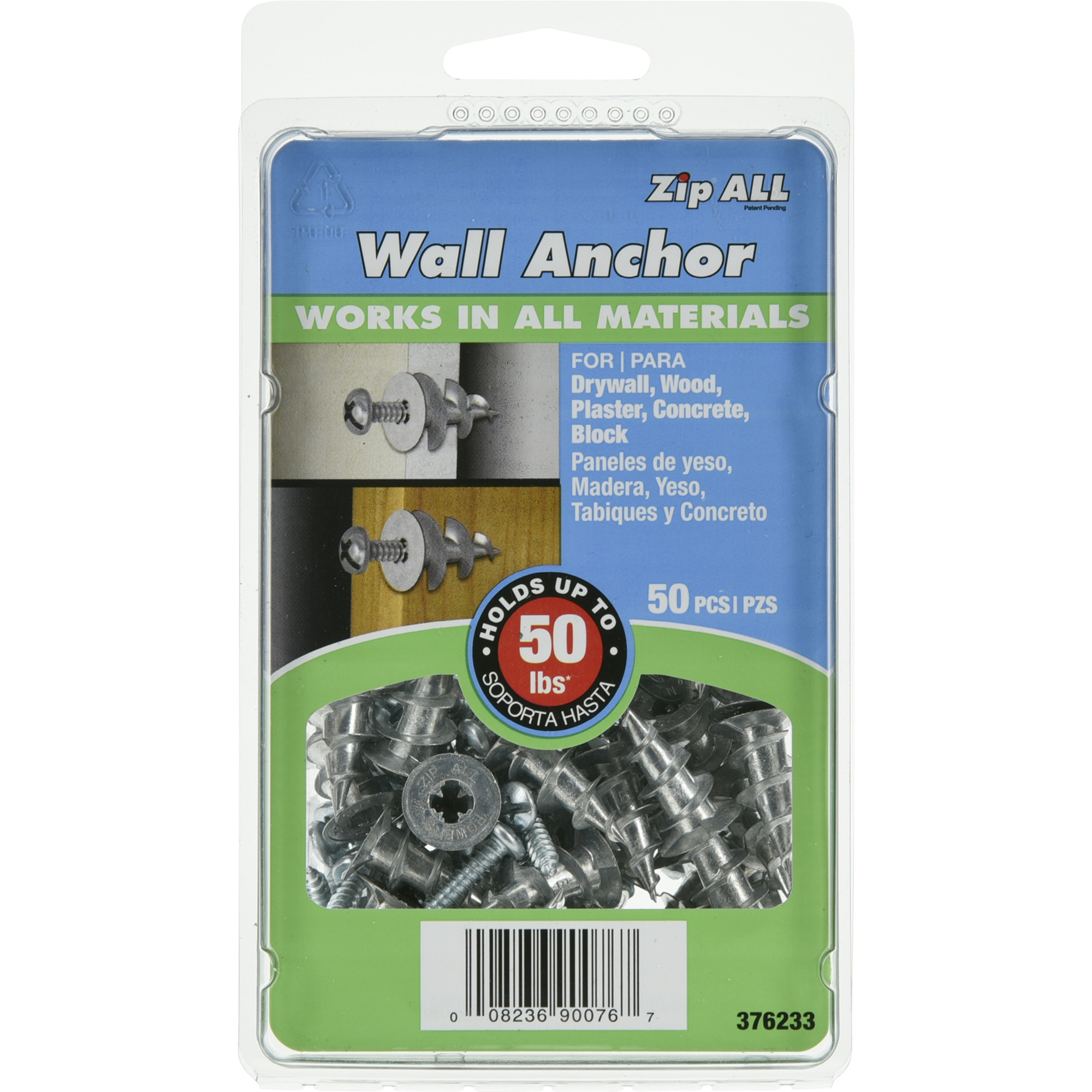 Hillman Zinc Self Drilling Drywall Anchor w/Screws (#8) - 50 pc