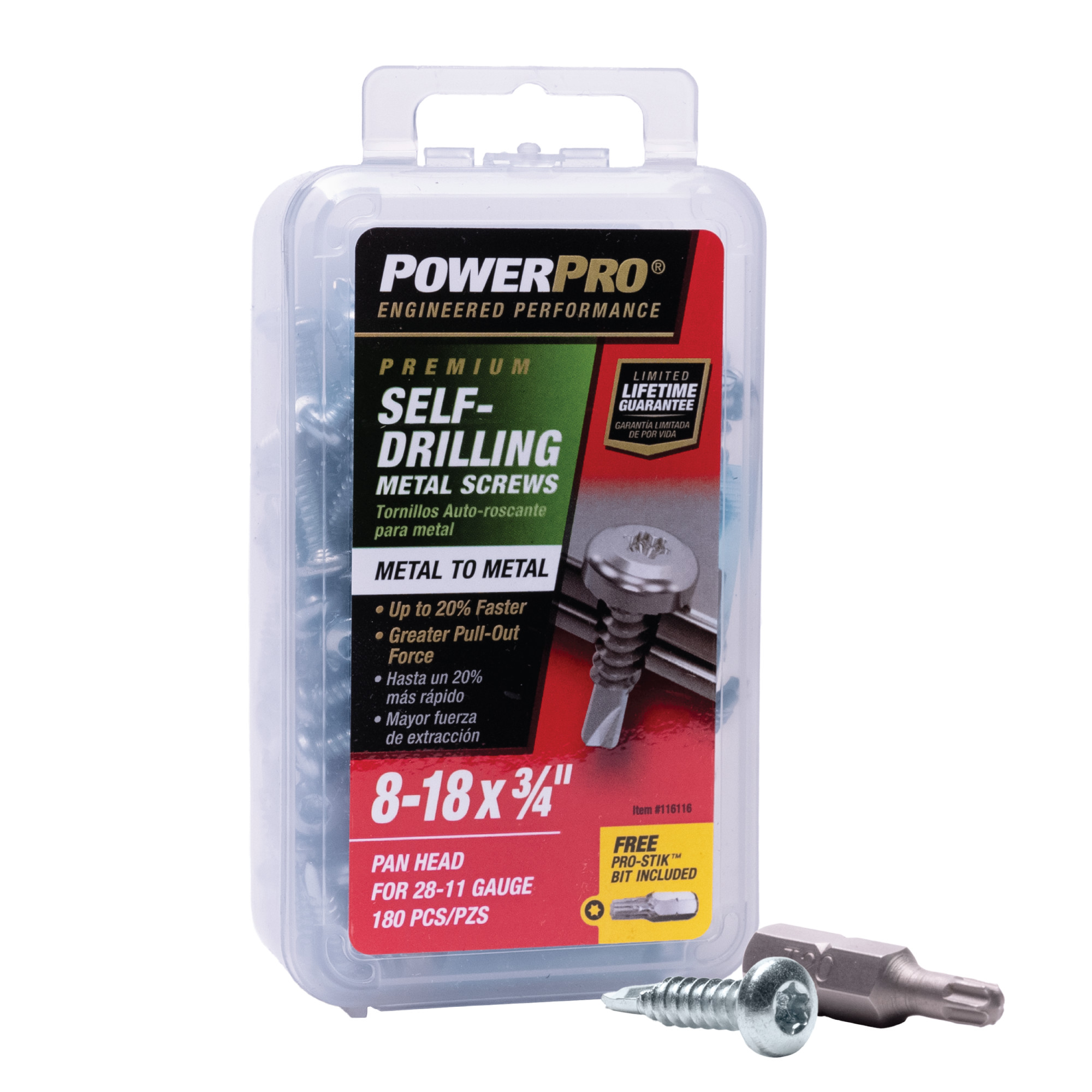 Power Pro Premium Zinc Sheet Metal Self-Drilling Screws (#8-32 x 3/4 in.) - 180 pc