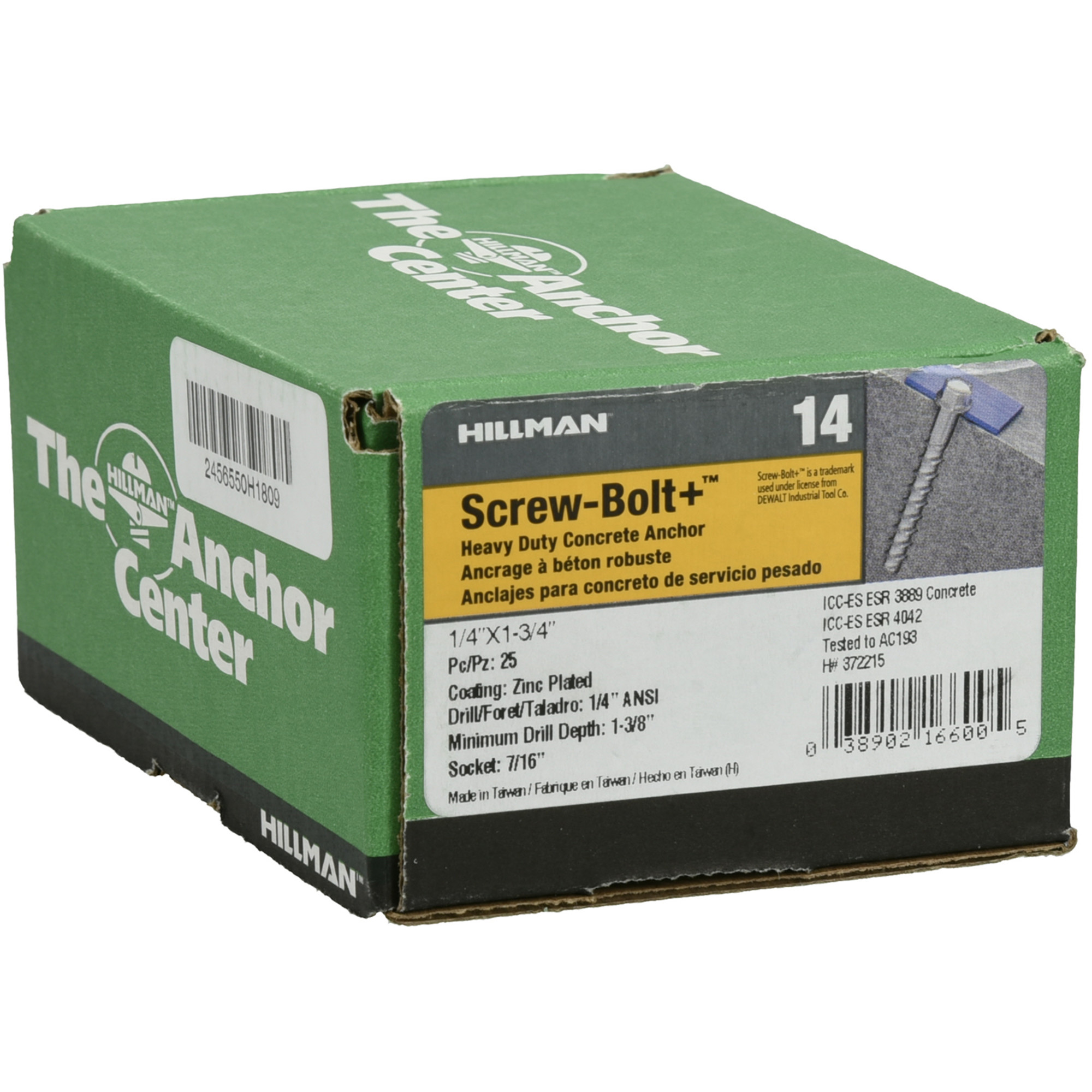 Hillman Screw-Bolt+ Anchor (1/4 in. x 1-3/4 in.) - 25 pc