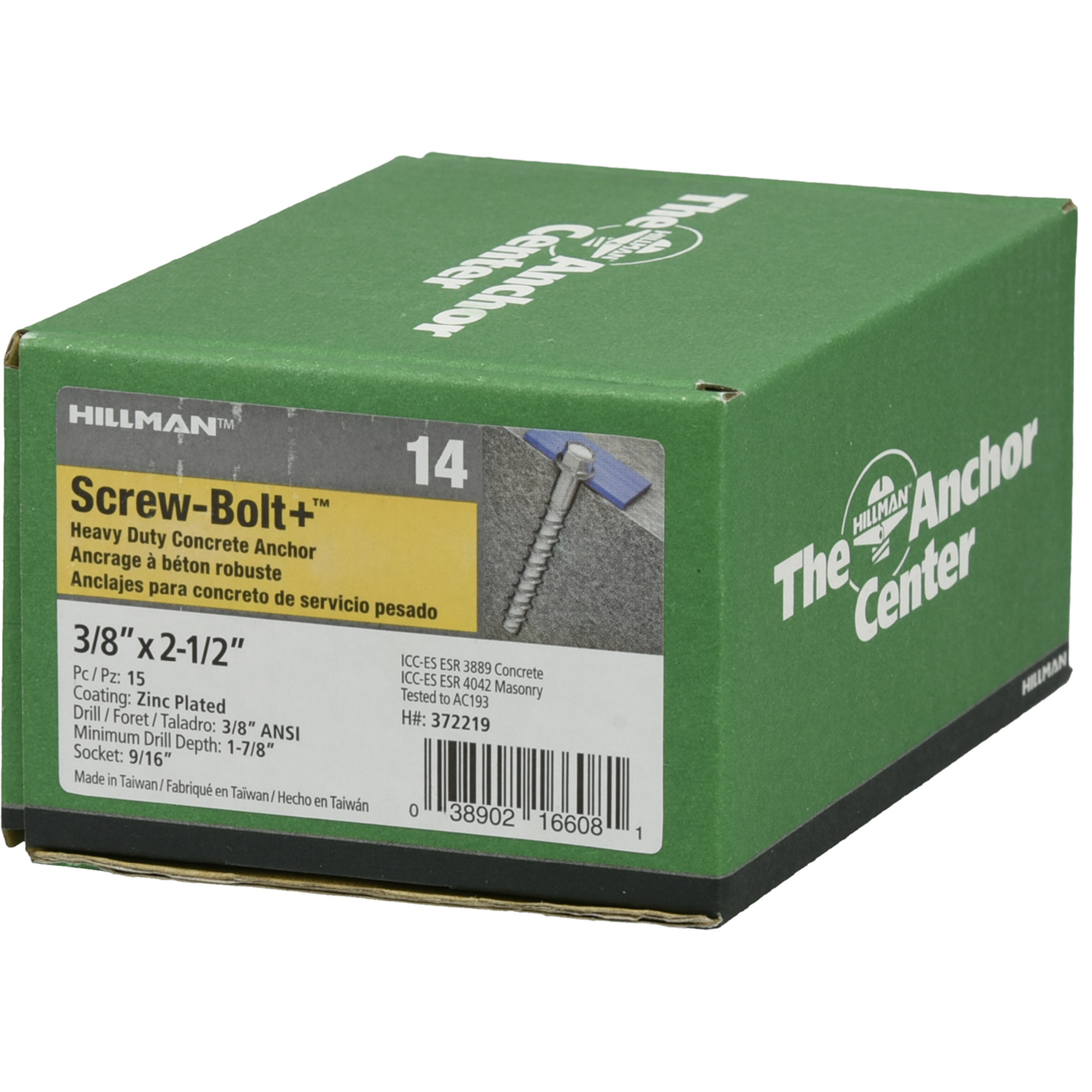 Hillman Screw-Bolt+ Anchor (3/8 in. x 2-1/2 in.) - 15 pc