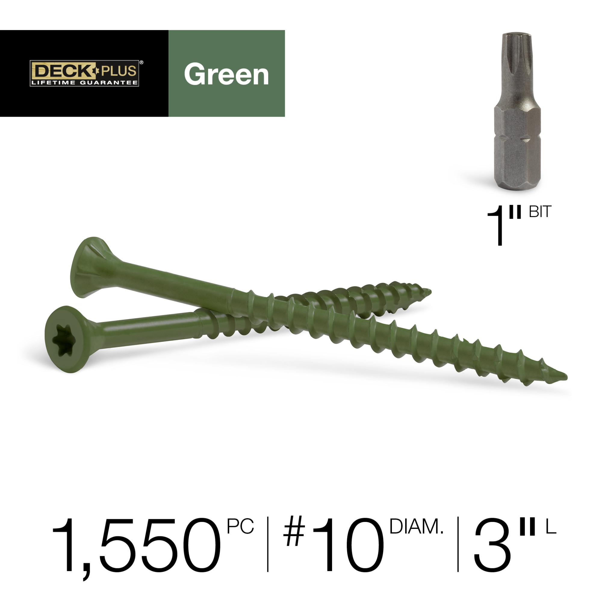 Deck Plus Green Deck Screws (#10 x 3 in.)
