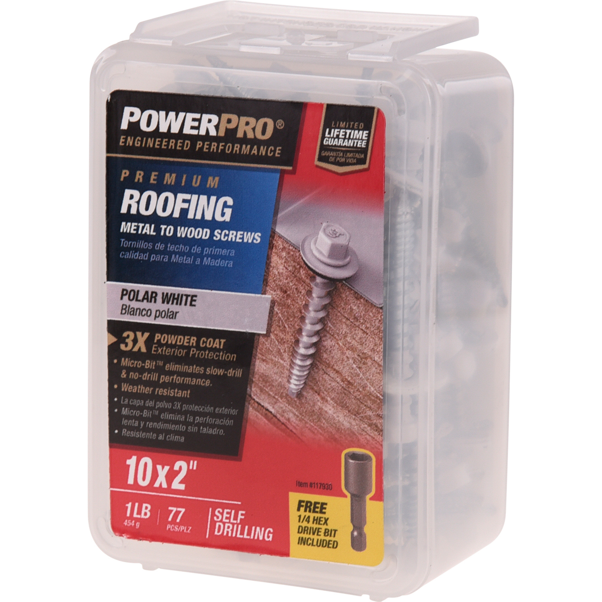 Power Pro White Self Drilling Metal-to-Wood Roofing Screws (#10 x 2 in.) - 77 pc