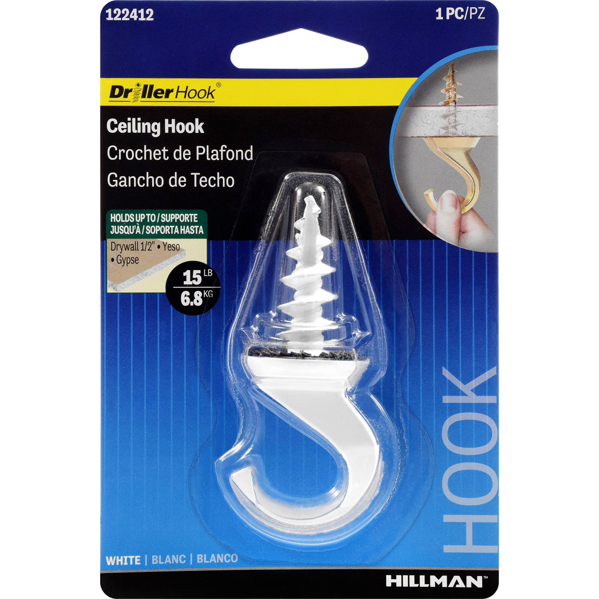 Hillman WallDriller White Ceiling Hook 15lb