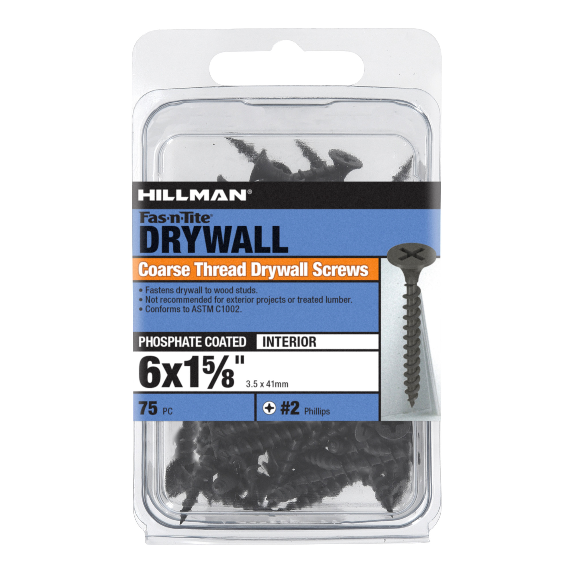 Hillman Coarse Thread Drywall Screws (#6 x 1-5/8 in.) - 75 pc