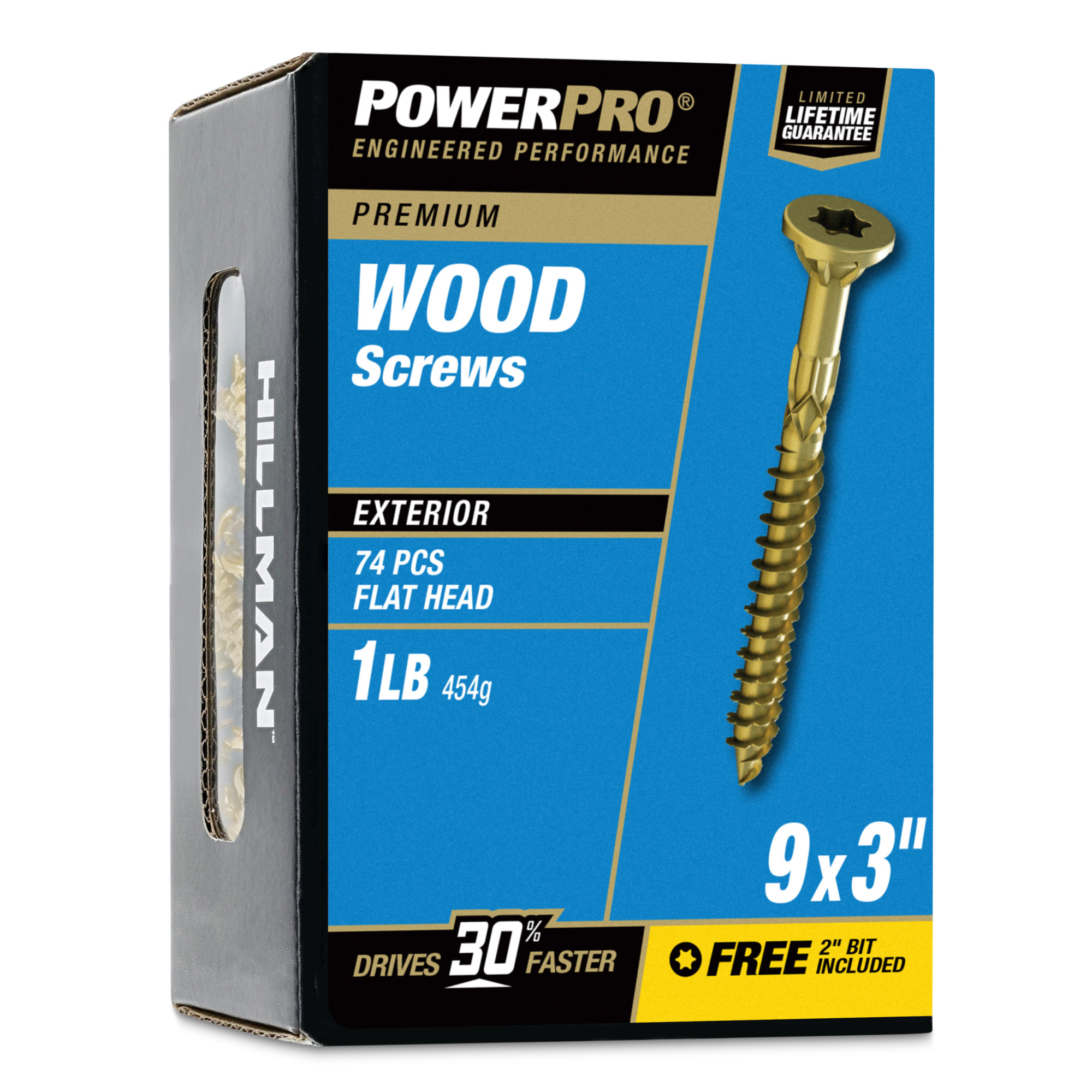 Power Pro Premium Exterior Wood Screws (#9 x 3 in.) - 74 pc