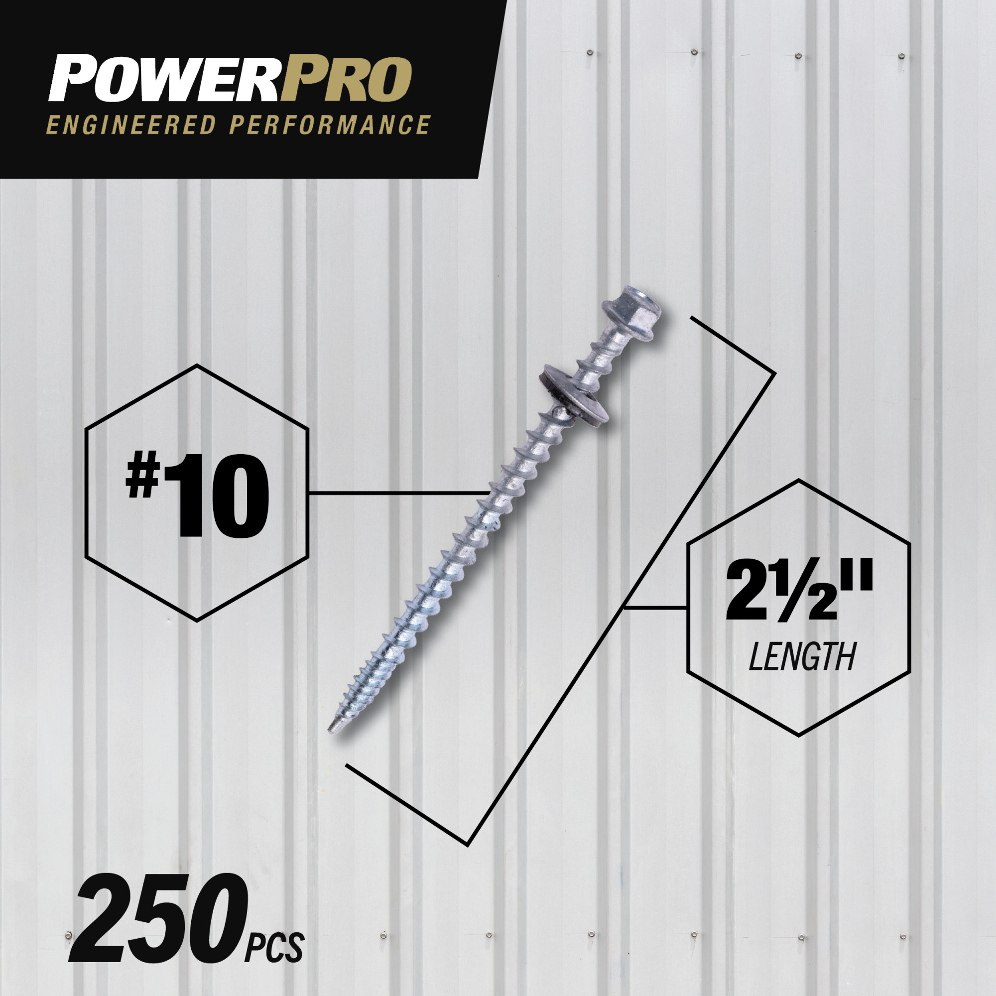 Power Pro Silver Self Drilling Metal-to-Wood Roofing Screws (#10 x 2-1/2 in.)-250pc