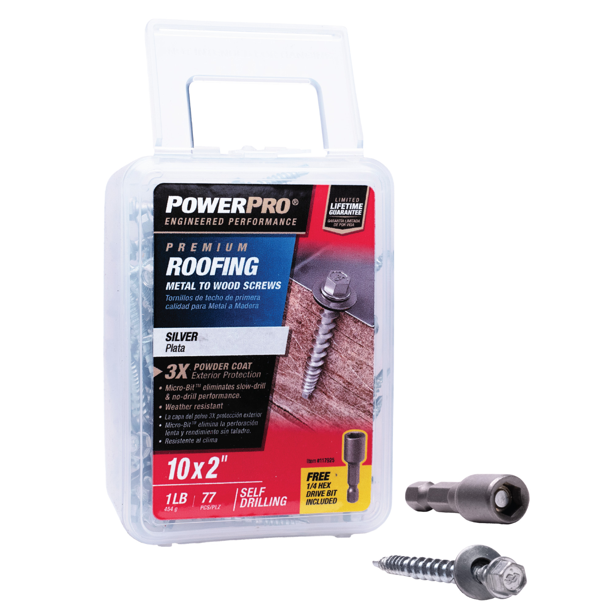 Power Pro Silver Self Drilling Metal-to-Wood Roofing Screws (#10 x 2 in.) - 77 pc