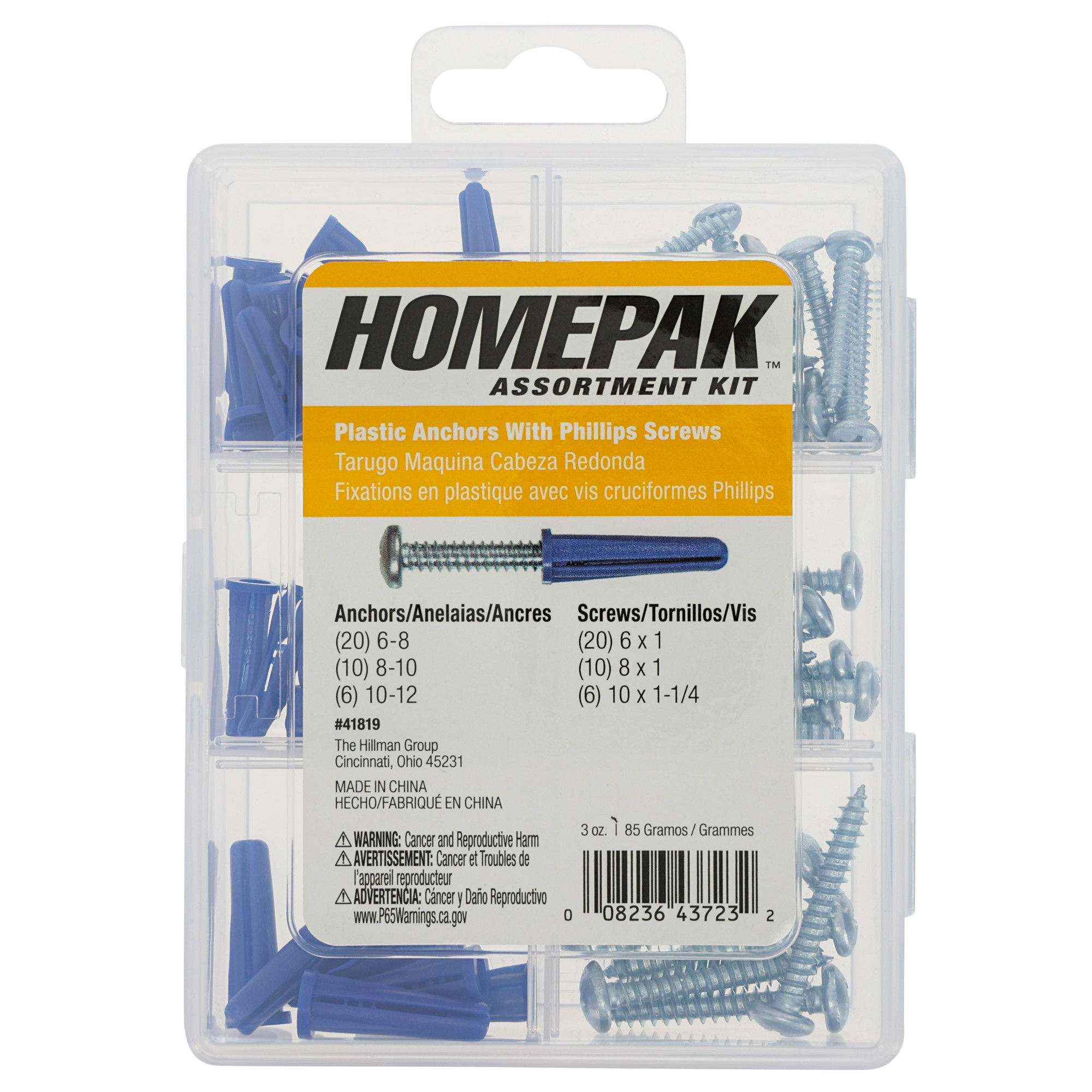 Hillman Homepak Plastic Anchor with Screws Kit - 72 pc
