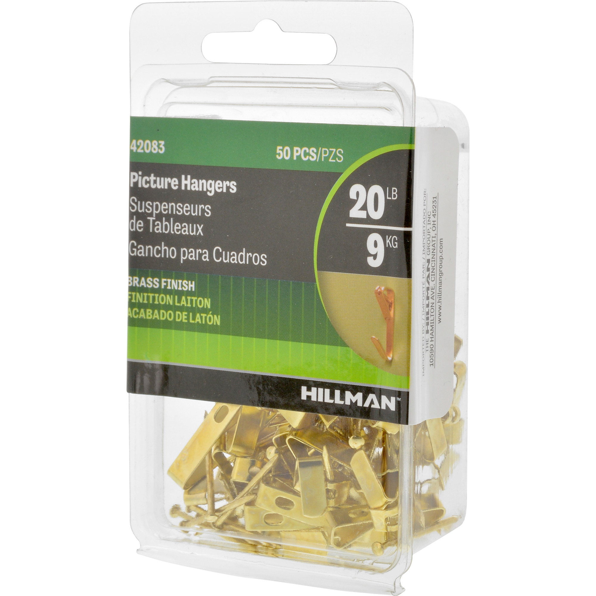 Hillman Conventional Picture Hangers Brass 20lb 50 Pack