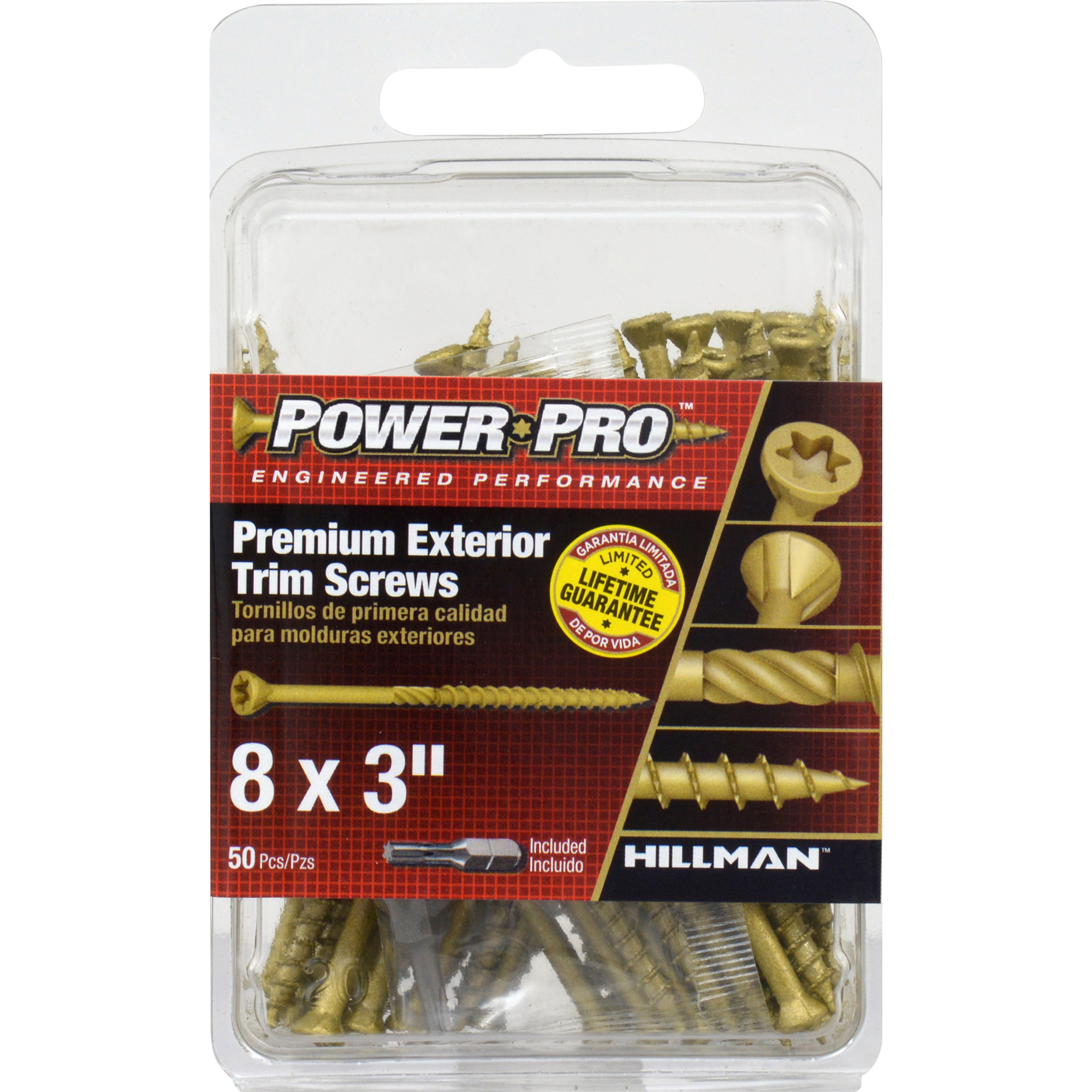 Power Pro Premium Bronze Exterior Trim Screws (#8 x 3 in.) - 50 pc