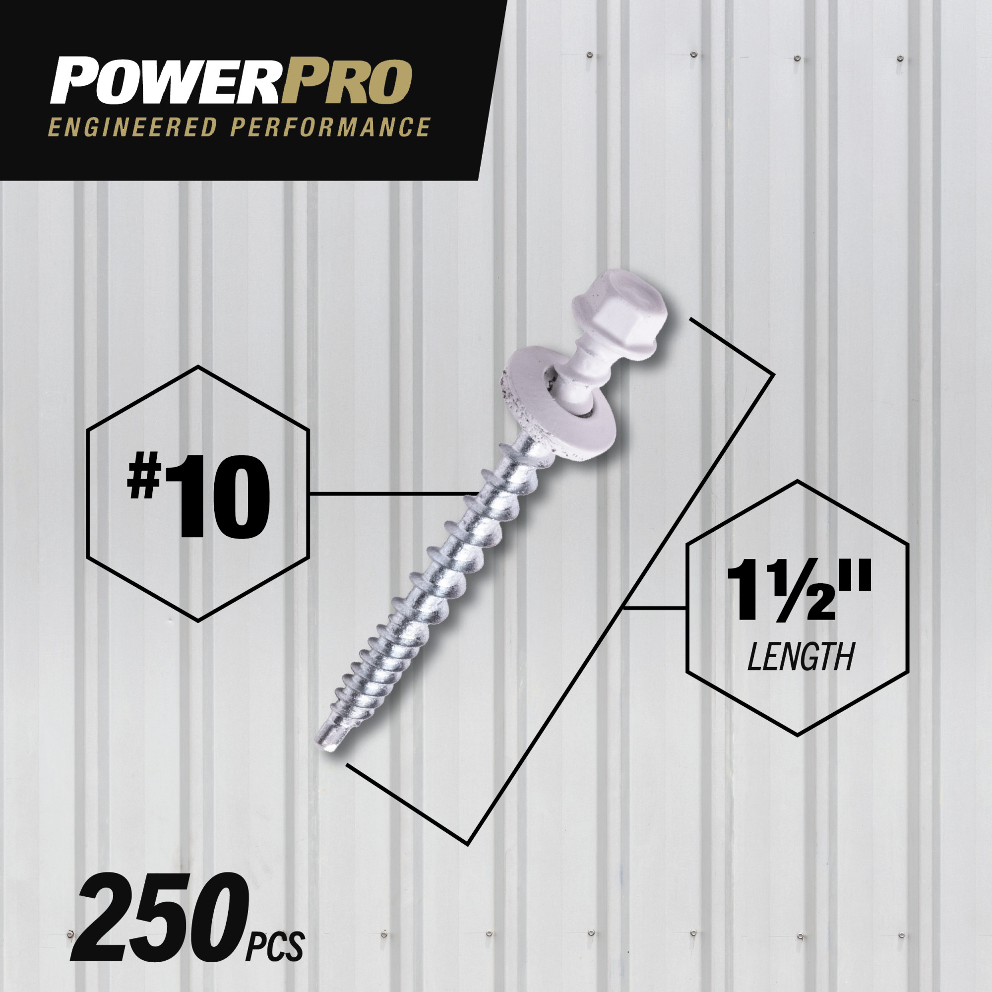 Power Pro White Self Drilling Metal-to-Wood Roofing Screws (#10 x 1-1/2 in.)-250 pc