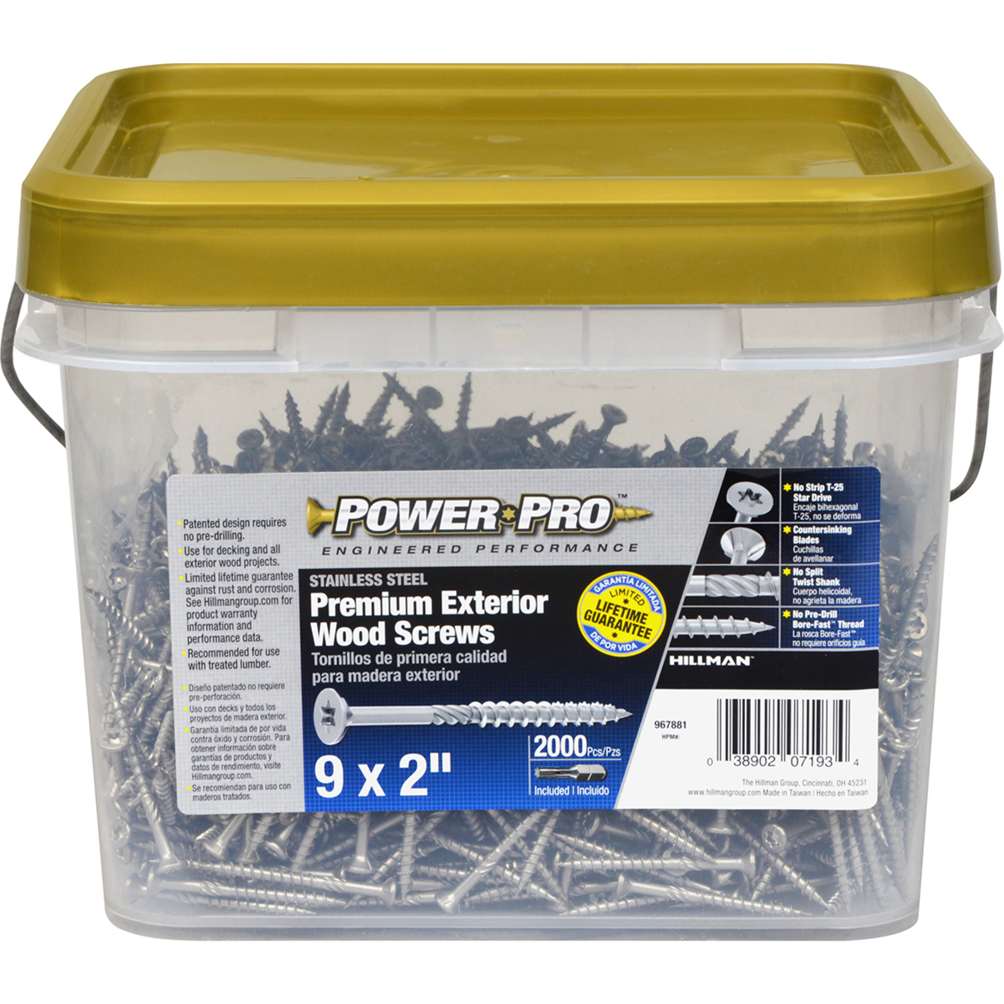 Power Pro Premium 305 Stainless Steel Wood Screws (#9 x 2 in.) - 2000 pc