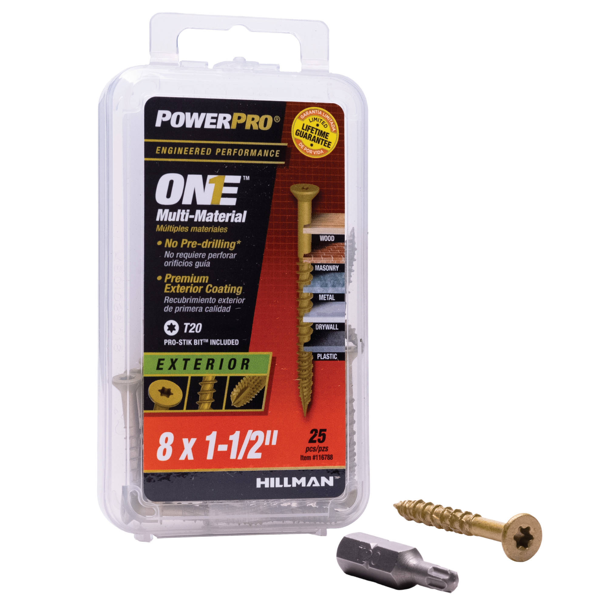 Power Pro ONE Flat Exterior Bronze Multi-Material Screws (#8 x 1-1/2 in.) - 25 pc