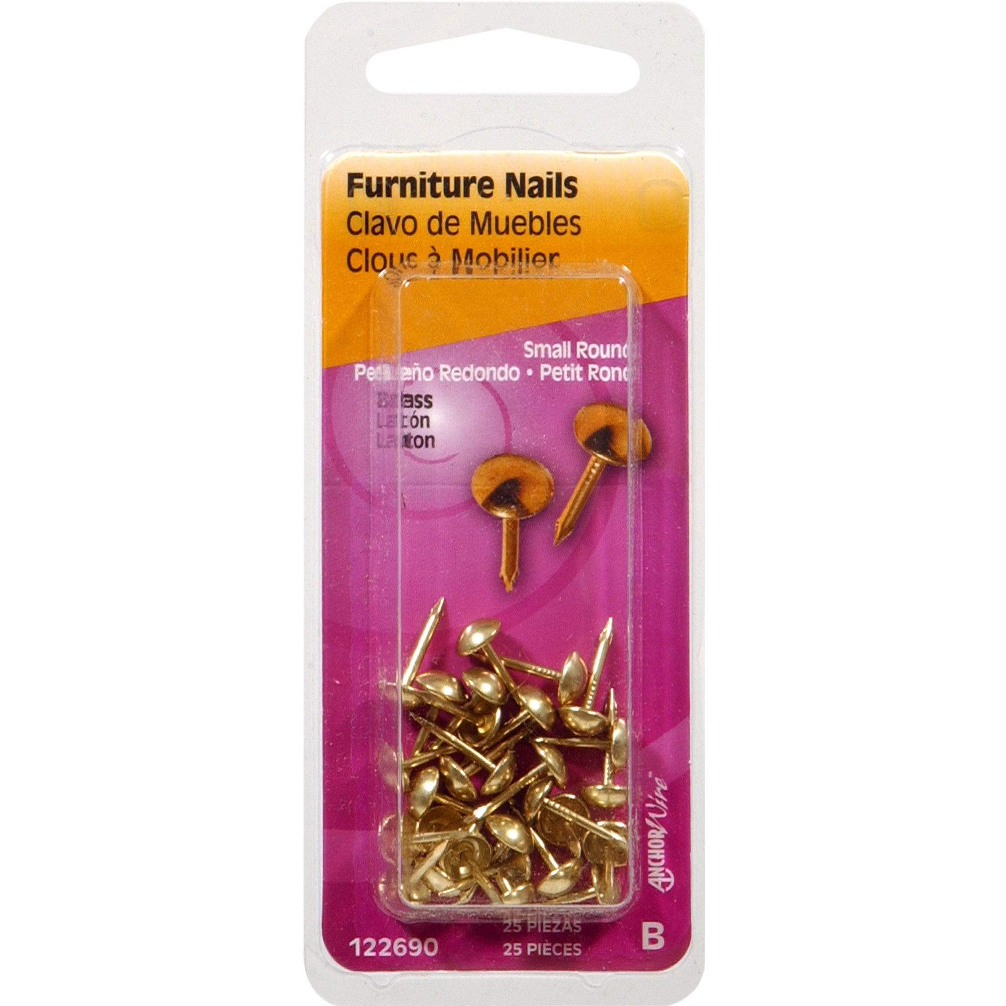 Anchor Wire Furniture Nails - Brass - Round Head Small - 25 pc