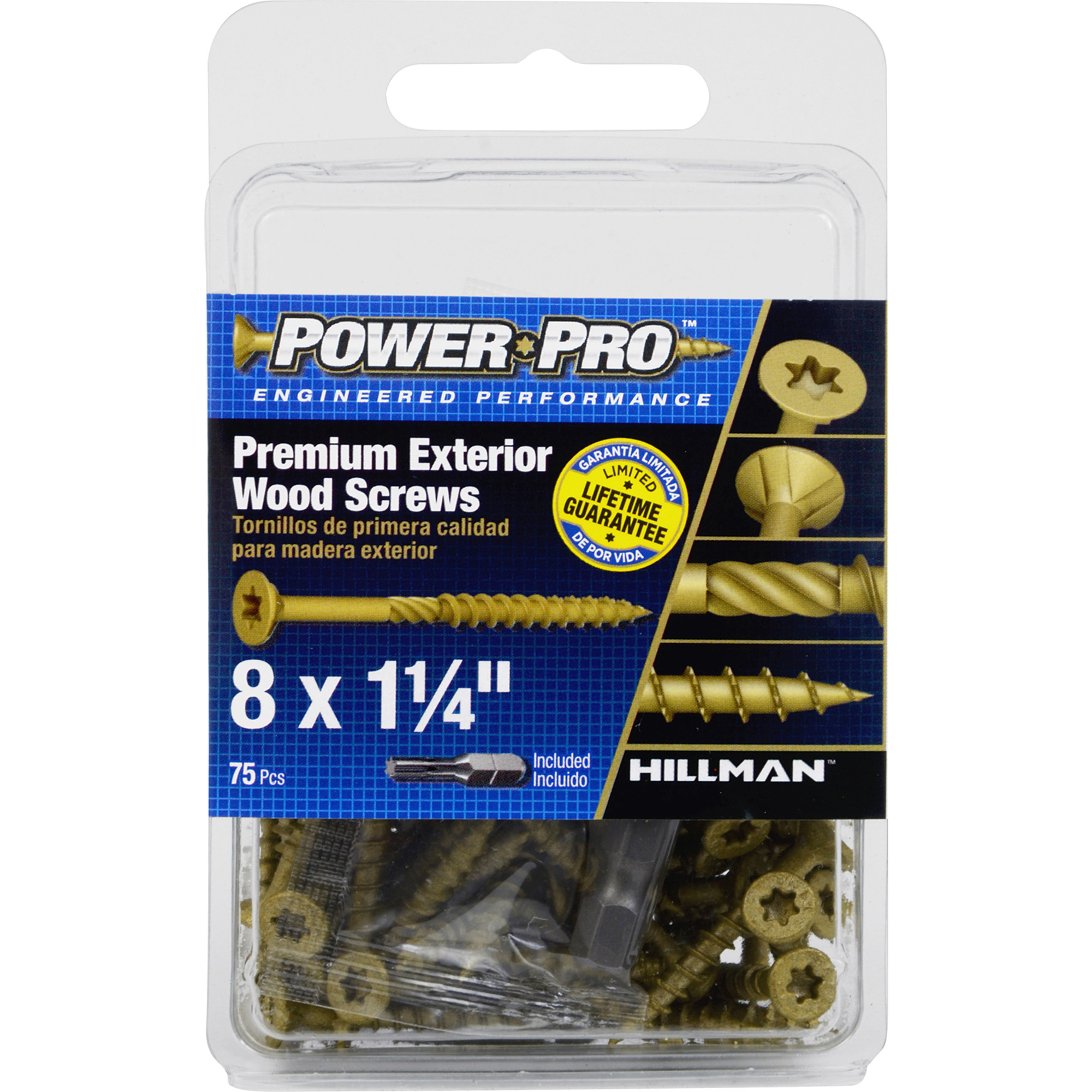 Power Pro Premium Bronze Exterior Wood Screws (#8 x 1-1/4 in.) - 75 pc