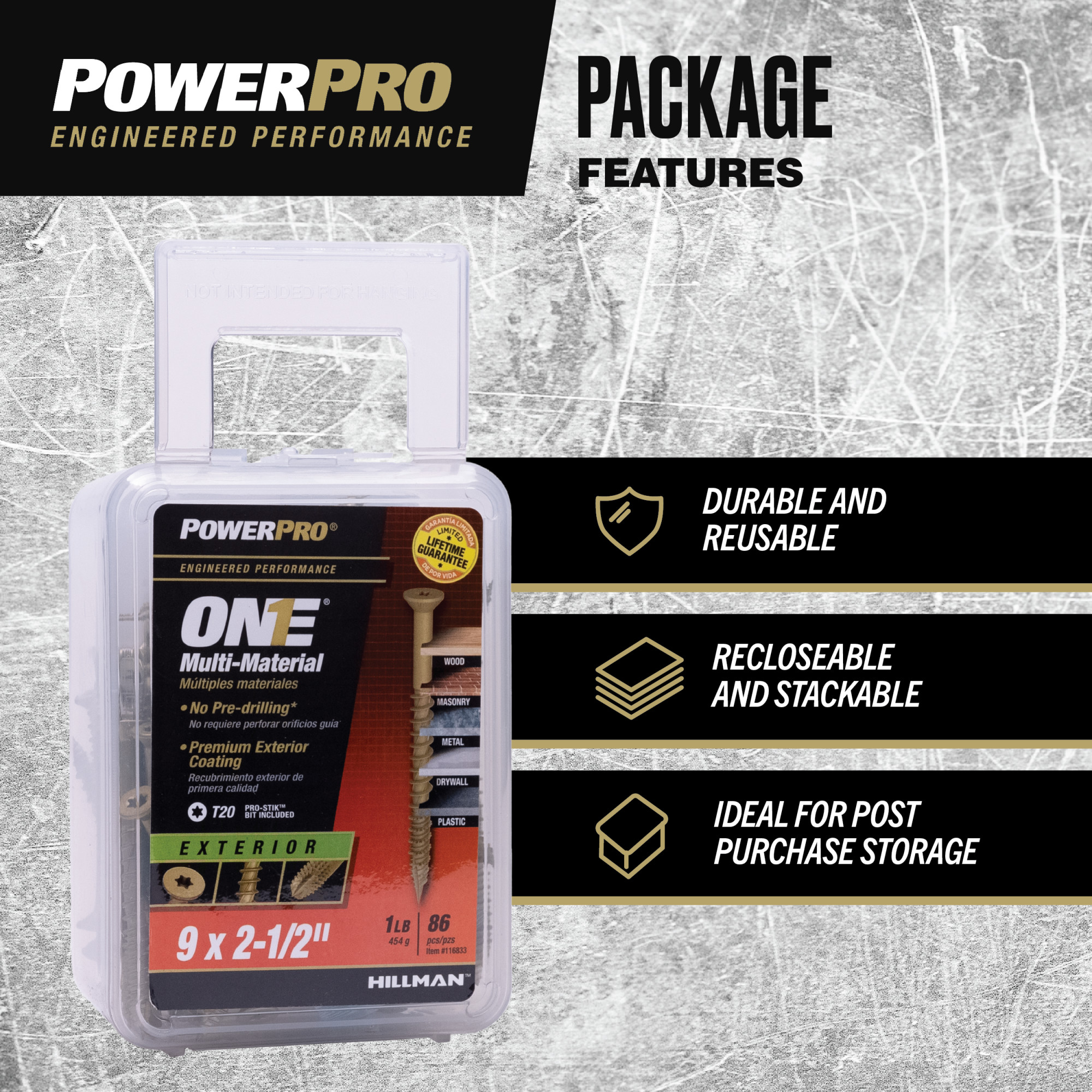 Power Pro ONE Flat Exterior Bronze Multi-Material Screws (#9 x 2-1/2 in.) - 86 pc