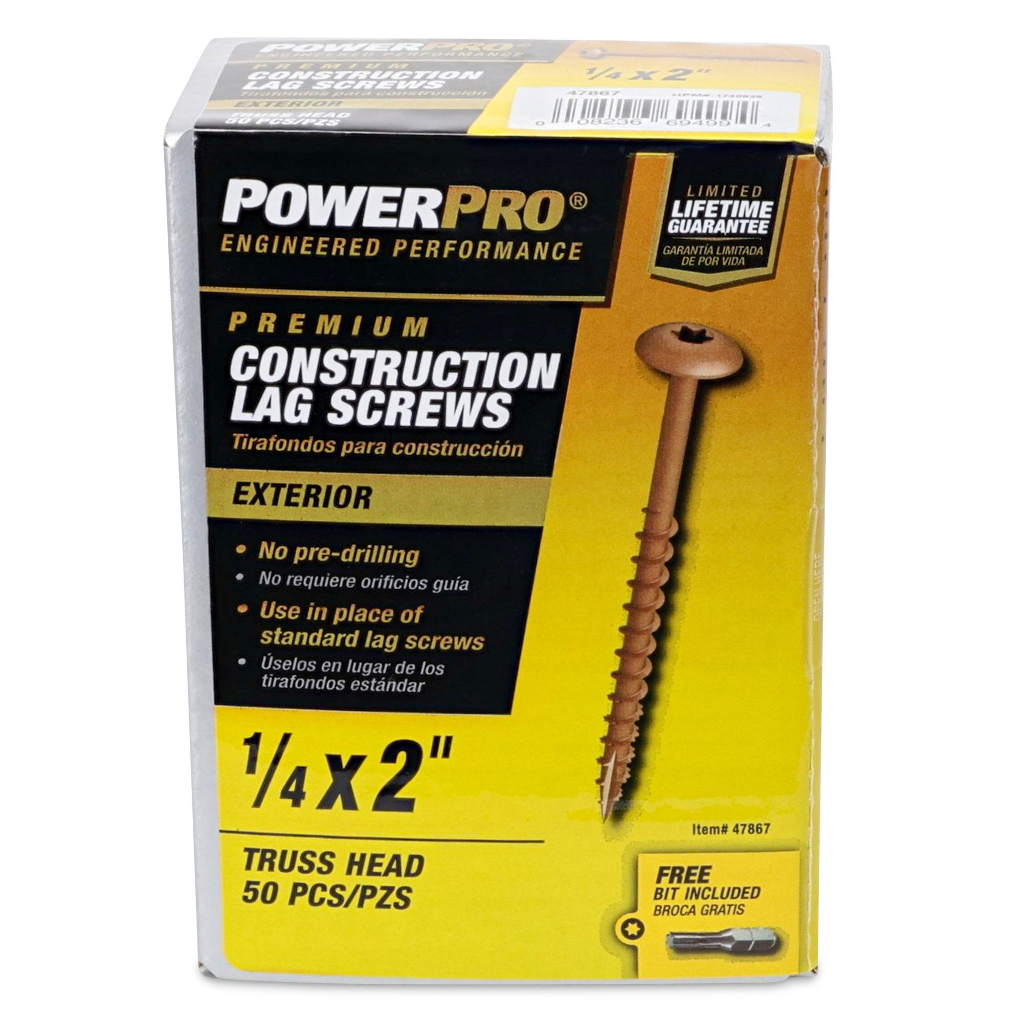 Power Pro Bronze Star Drive Construction Lag Screws (1/4 in.-20 x 2 in.) - 50 pc
