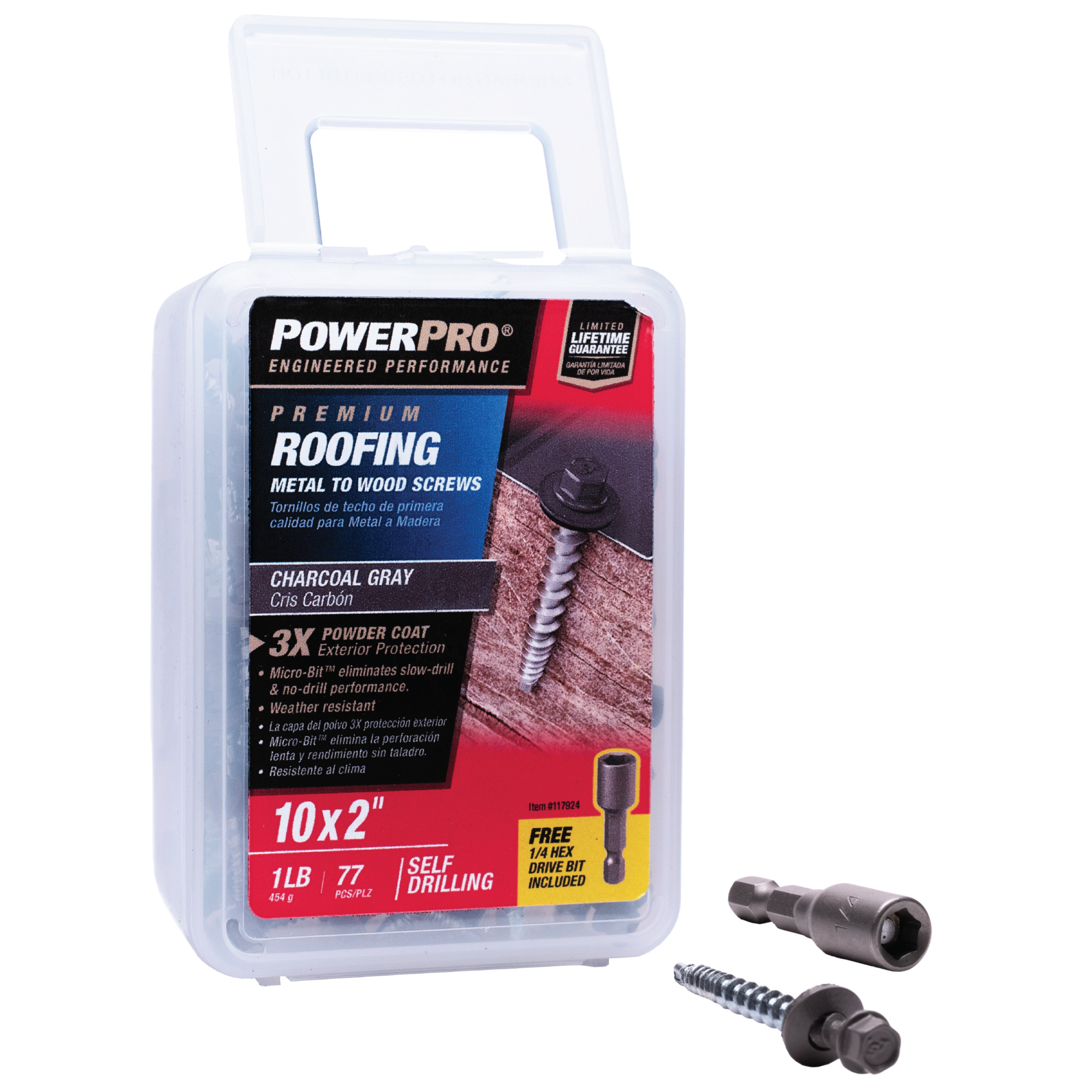 Power Pro Gray Self Drilling Metal-to-Wood Roofing Screws (#10 x 2 in.) - 77 pc