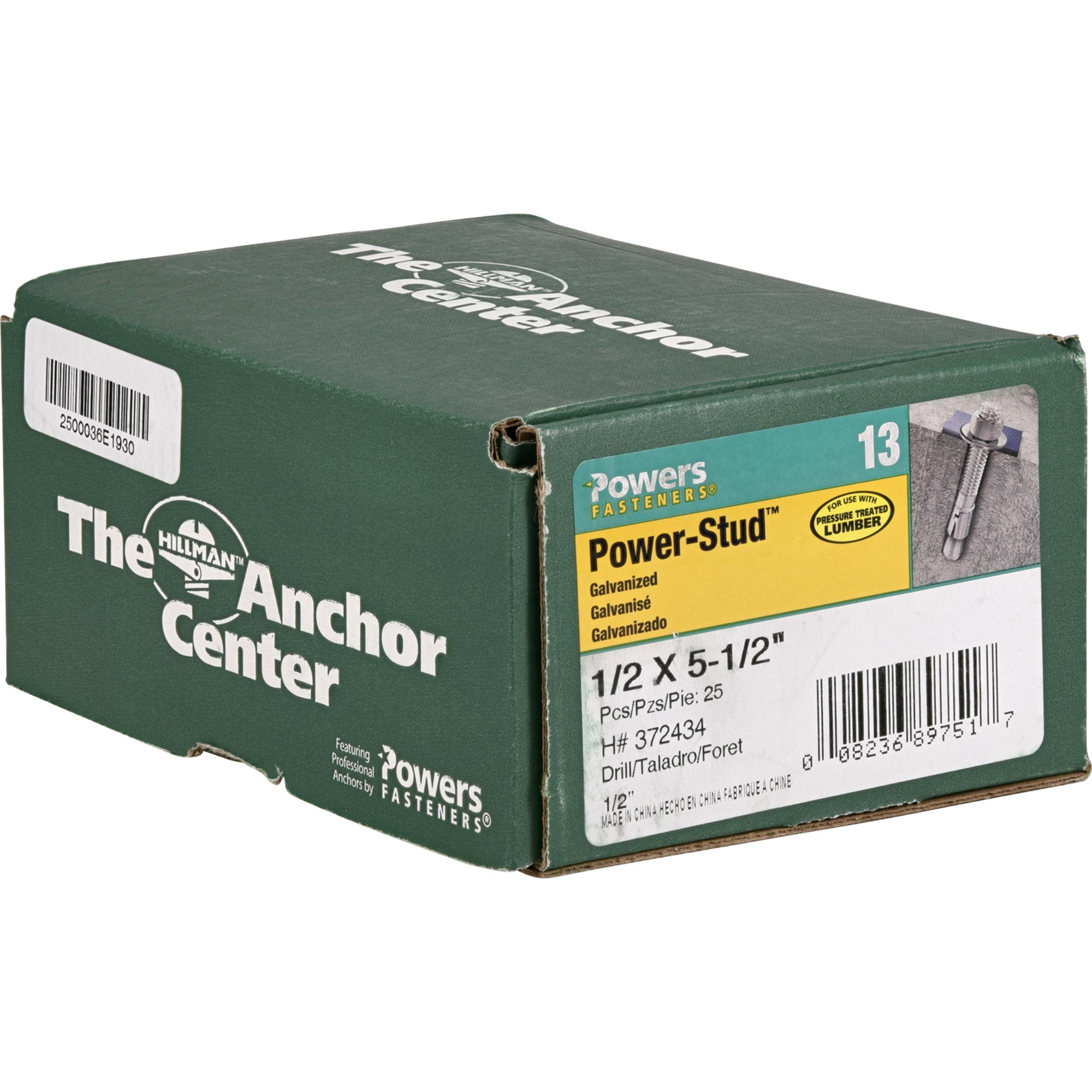 Hillman Mechanical Galvanized Power-Stud Wedge Anchor (1/2 in. x 5-1/2 in.) - 25 pc