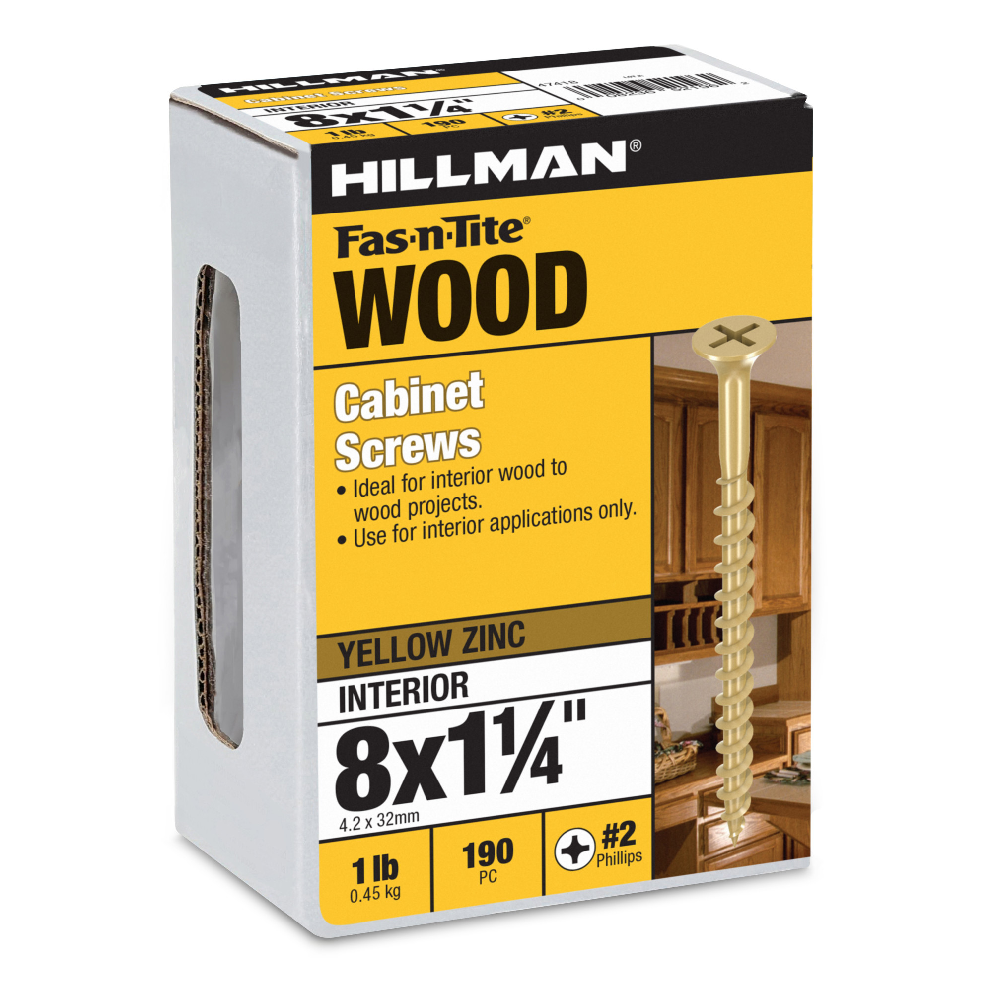 Hillman Flat Head Phillips Fine Cabinet Screws (#8 x 1-1/4 in.) - 1lb Box