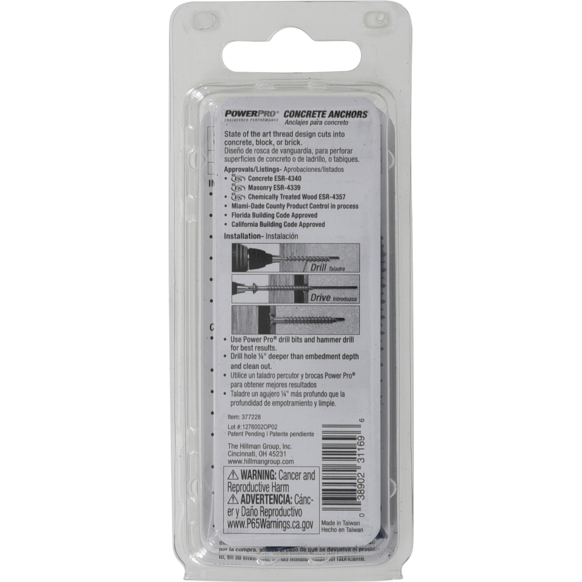 Power Pro Blue Flat-Head Concrete Screw Anchor (1/4 in. x 2-3/4 in.) - 4 pc