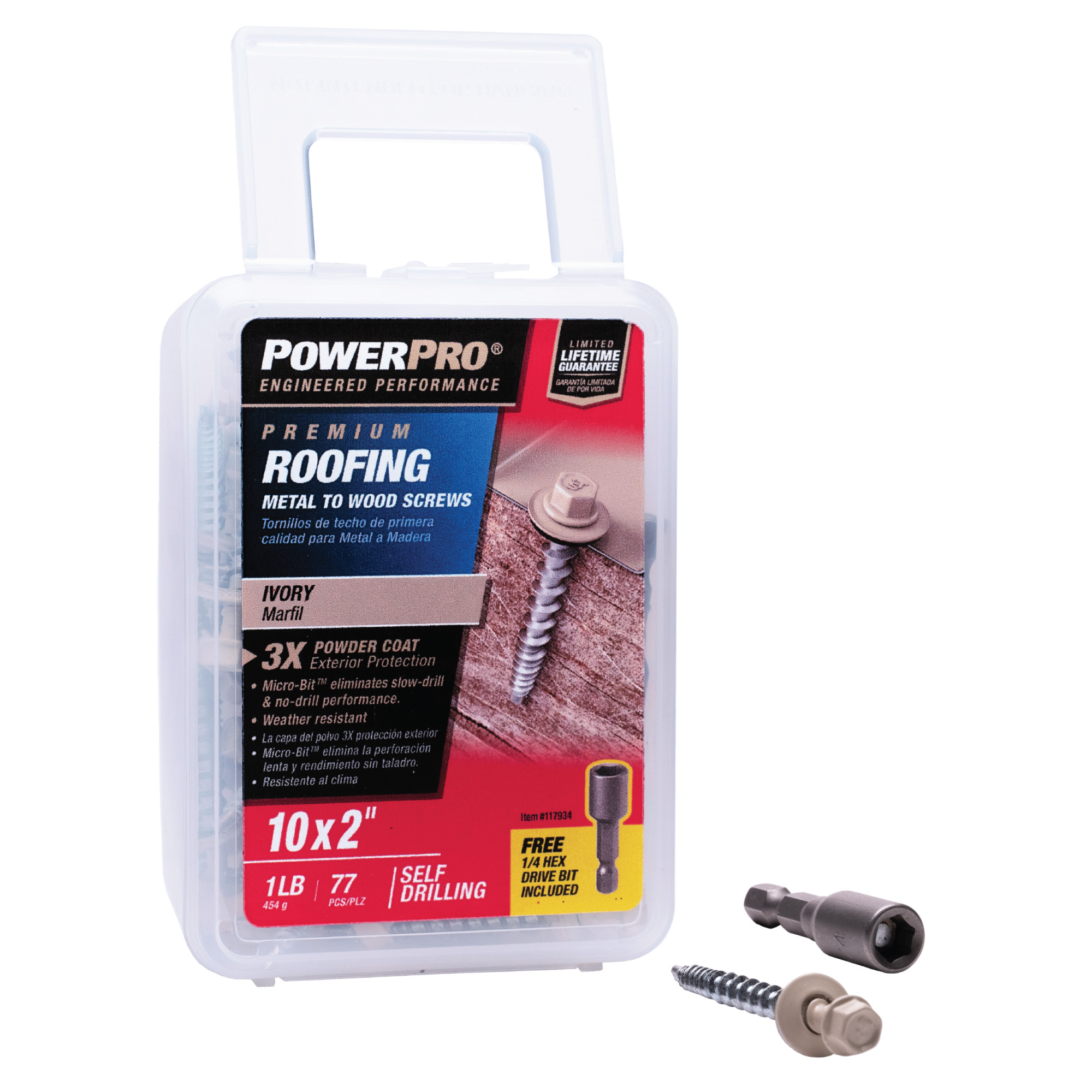 Power Pro Ivory Self Drilling Metal-to-Wood Roofing Screws (#10 x 2 in.) - 77 pc