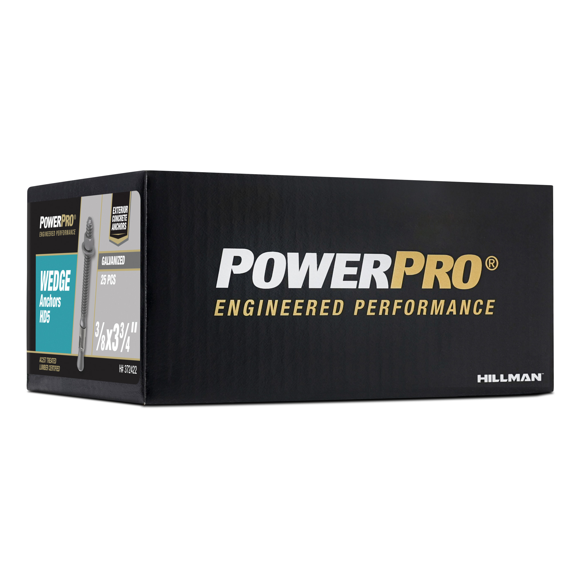 Power Pro HD5 Hot Dipped Galvanized Wedge Anchors (3/8 in. x 3-3/4 in.) - 25 pc