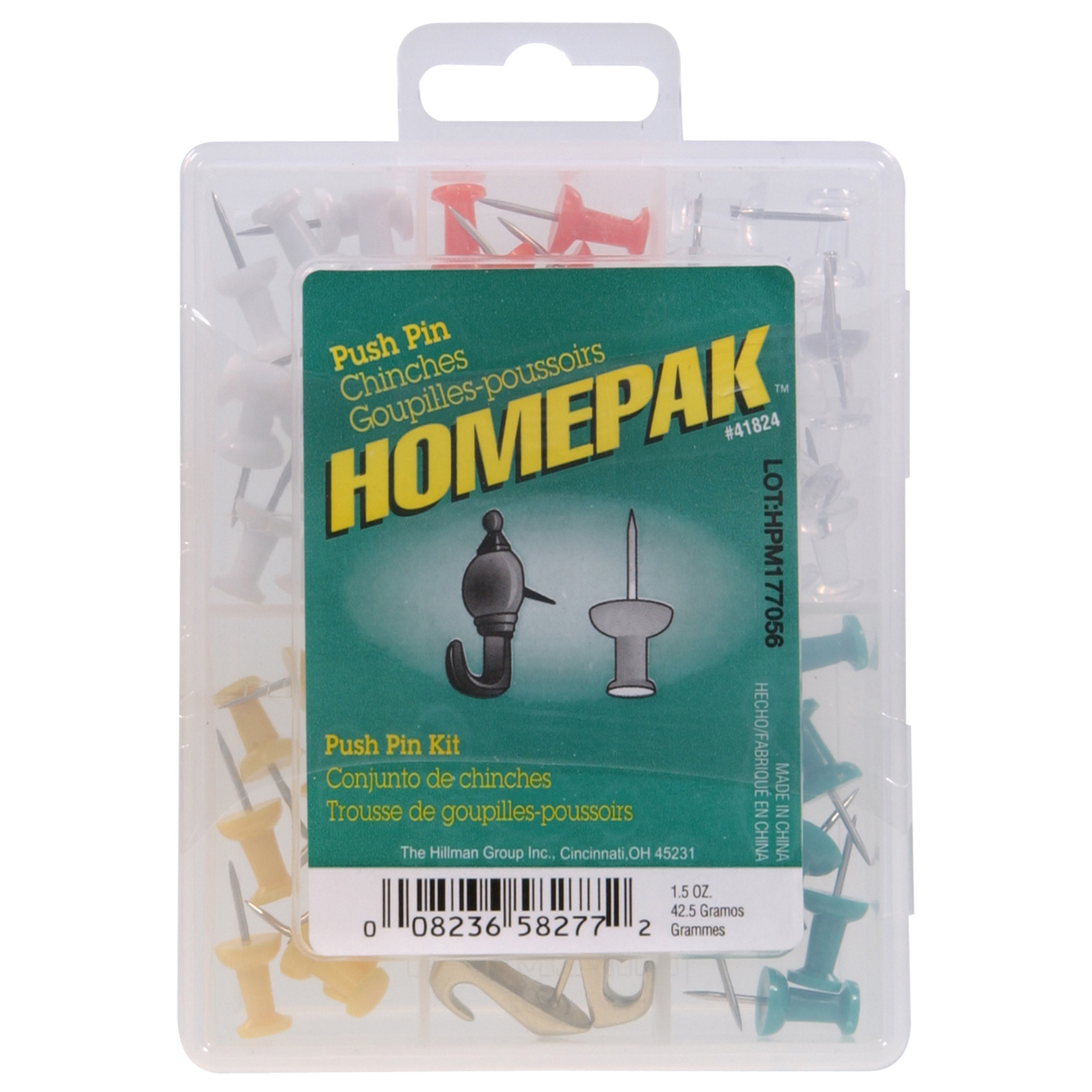 Hillman HomePak Kit - Push Pins - 1.5 oz.