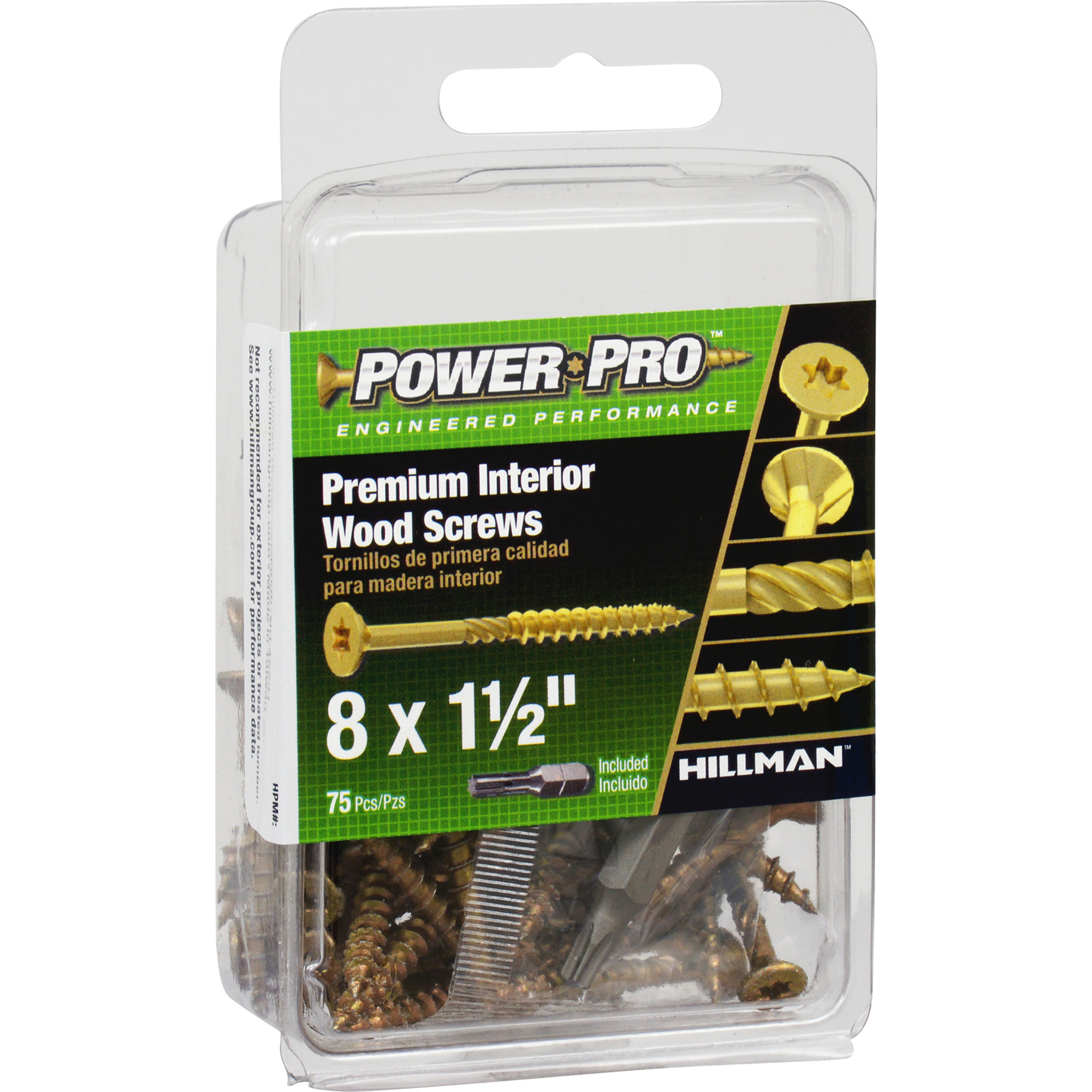 Power Pro Premium Interior Wood Screws (#8 x 1-1/2 in.) - 75 pc