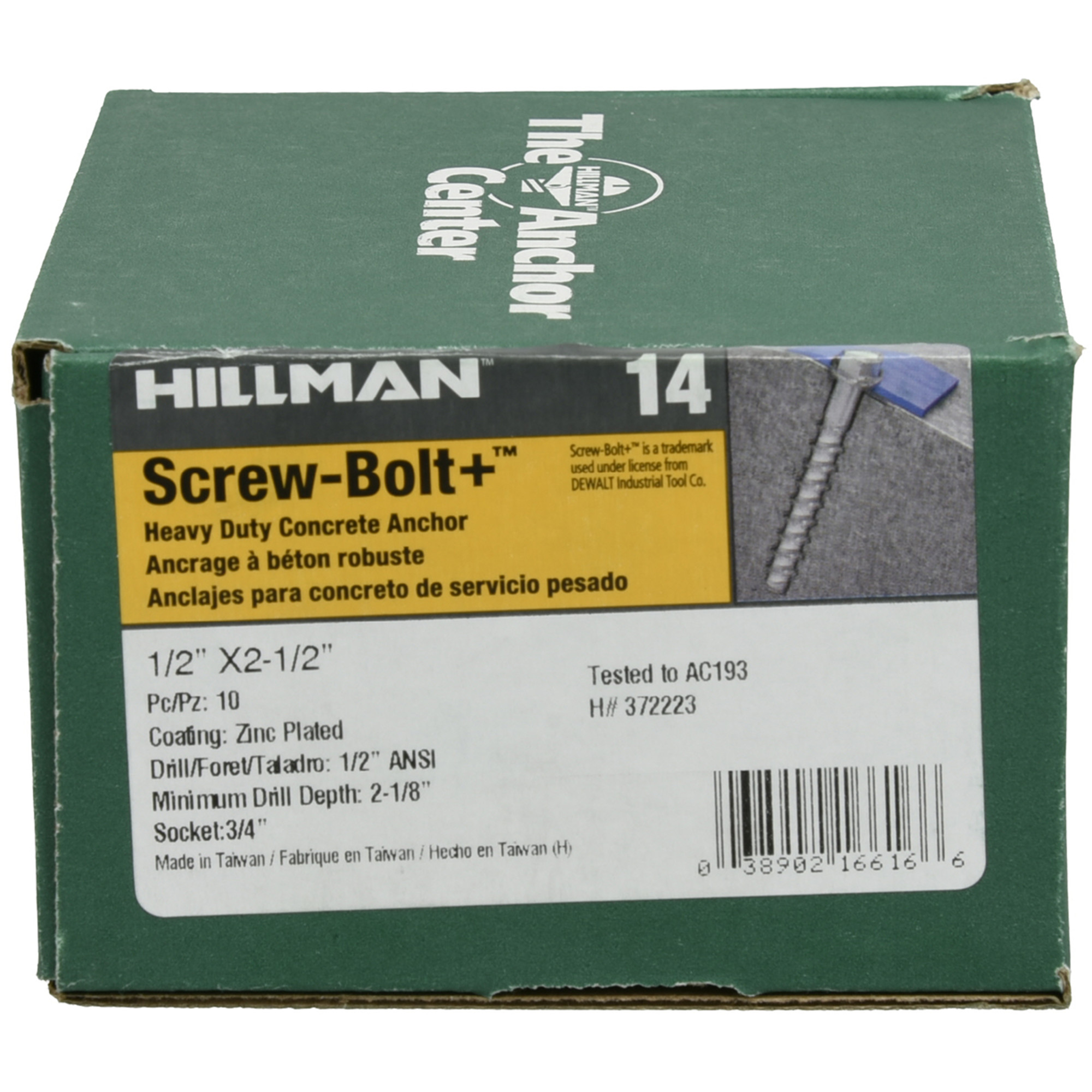 Hillman Screw-Bolt+ Anchor (1/2 in. x 2-1/2 in.) - 10 pc