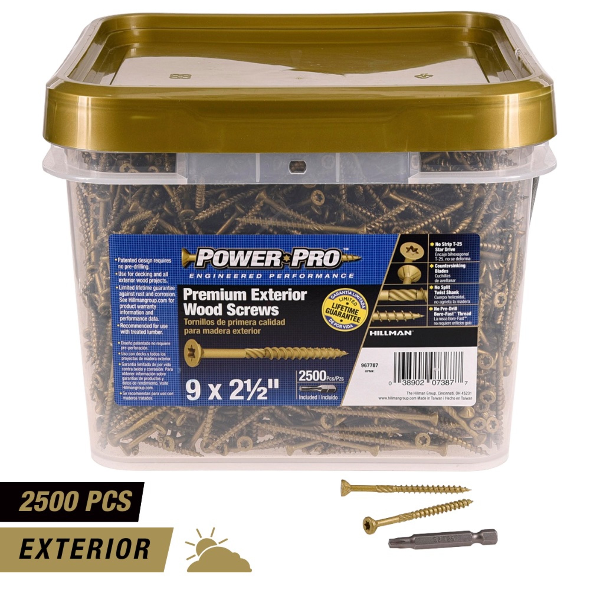 Power Pro Premium Bronze Exterior Wood Screws (#9 x 2-1/2 in.) - 2500 pc