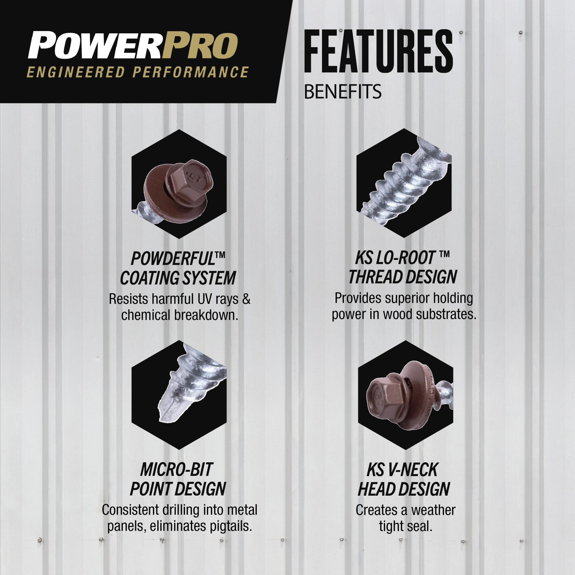 Power Pro Brown Self Drilling Metal-to-Wood Roofing Screws (#10 x 1 in.) - 125 pc