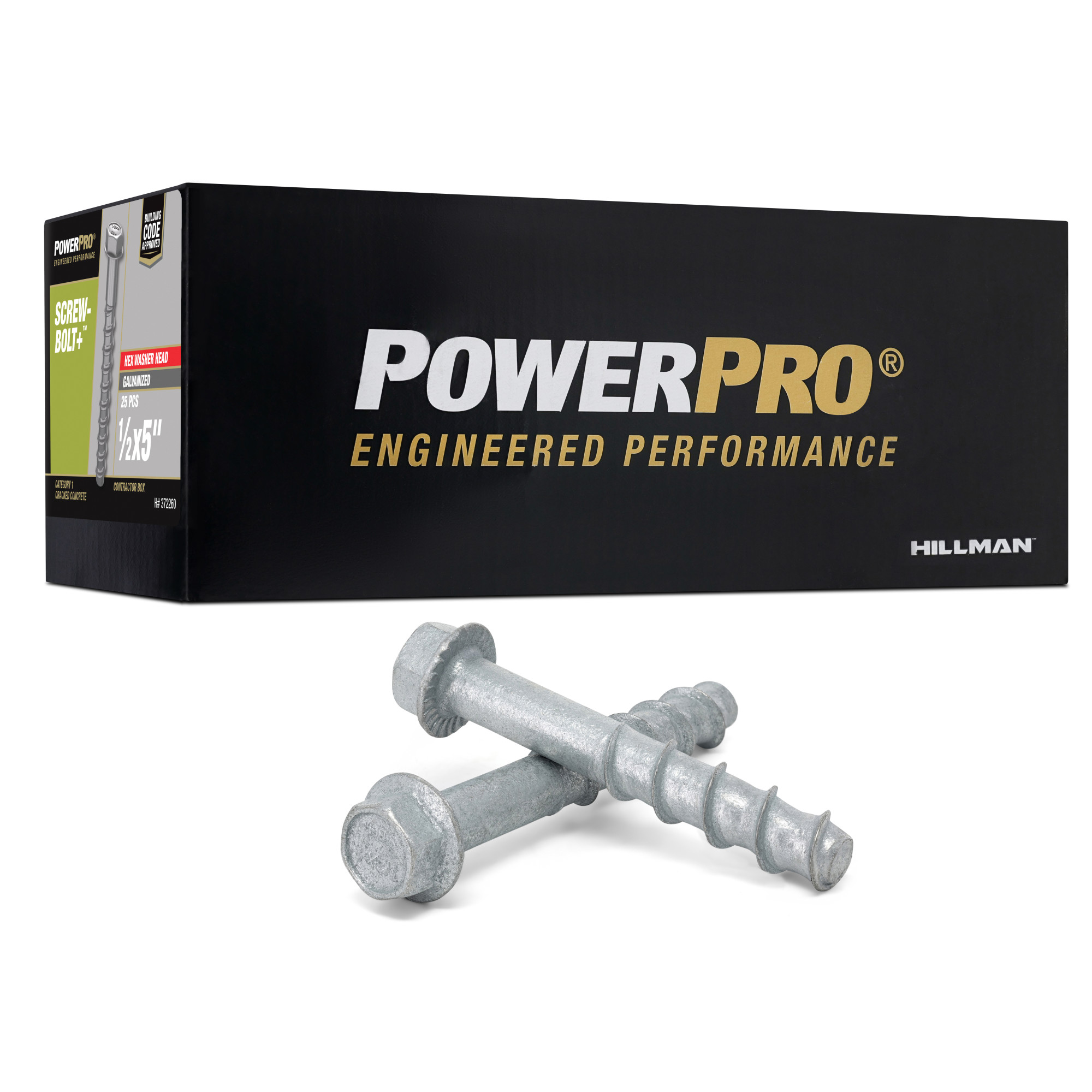 Power Pro Galvanized Hex Washer Head Screw-Bolt+ Anchors (1/2 in. x 5 in.) - 25 pc