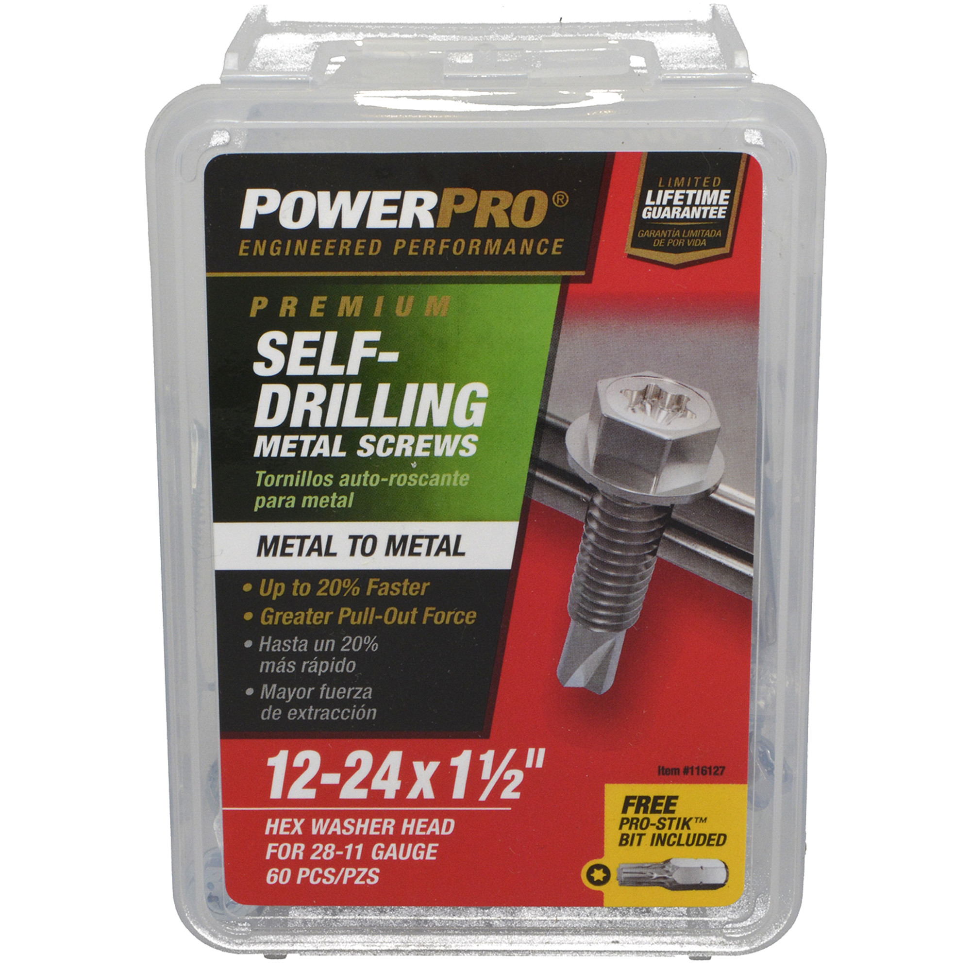 Power Pro Premium Hex Zinc Sheet Metal Self-Drilling Screws (#12-24x1-1/2 in.)-60pc