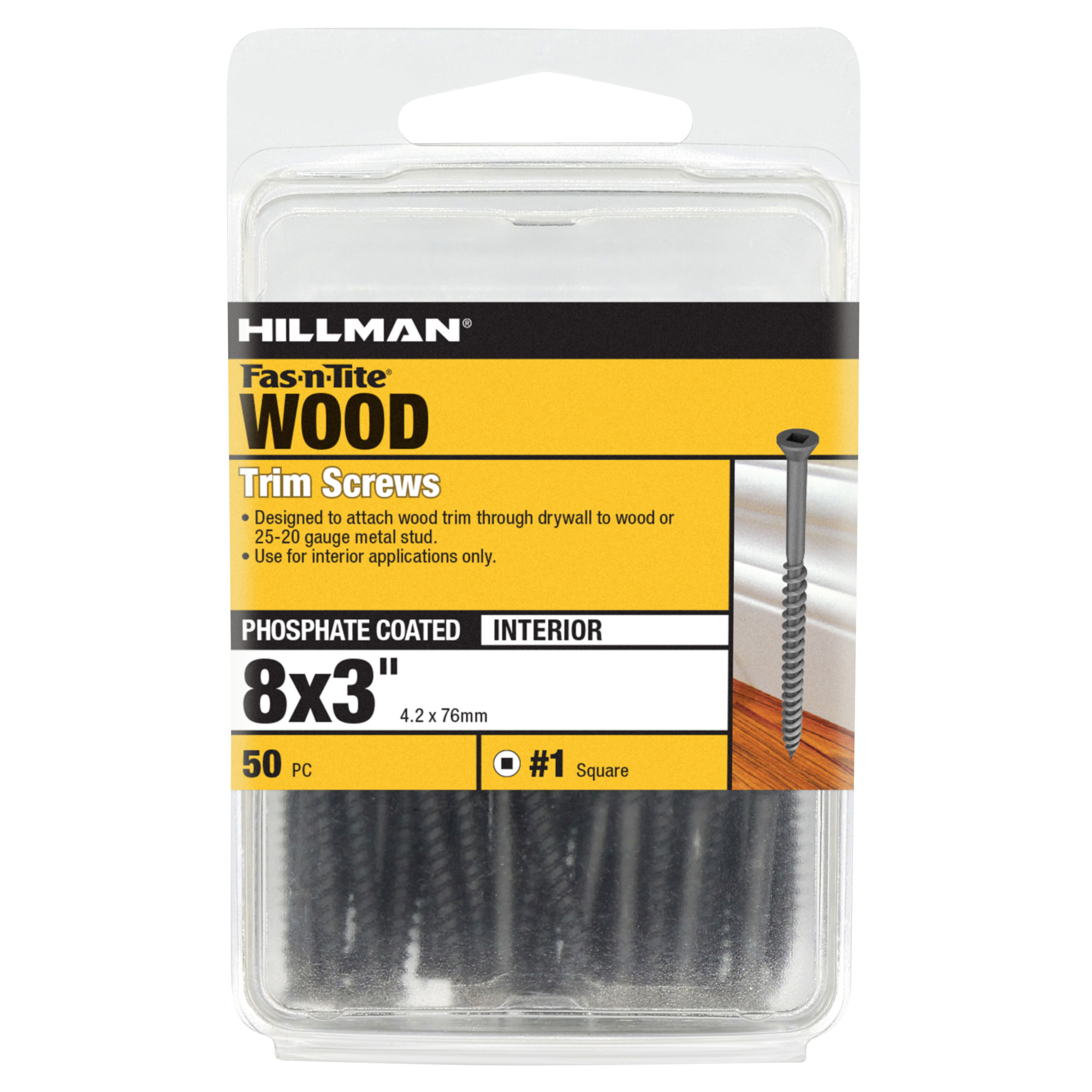 Hillman Square Drive Black Phosphate Trim Screws (#8 x 3 in.) - 50 pc