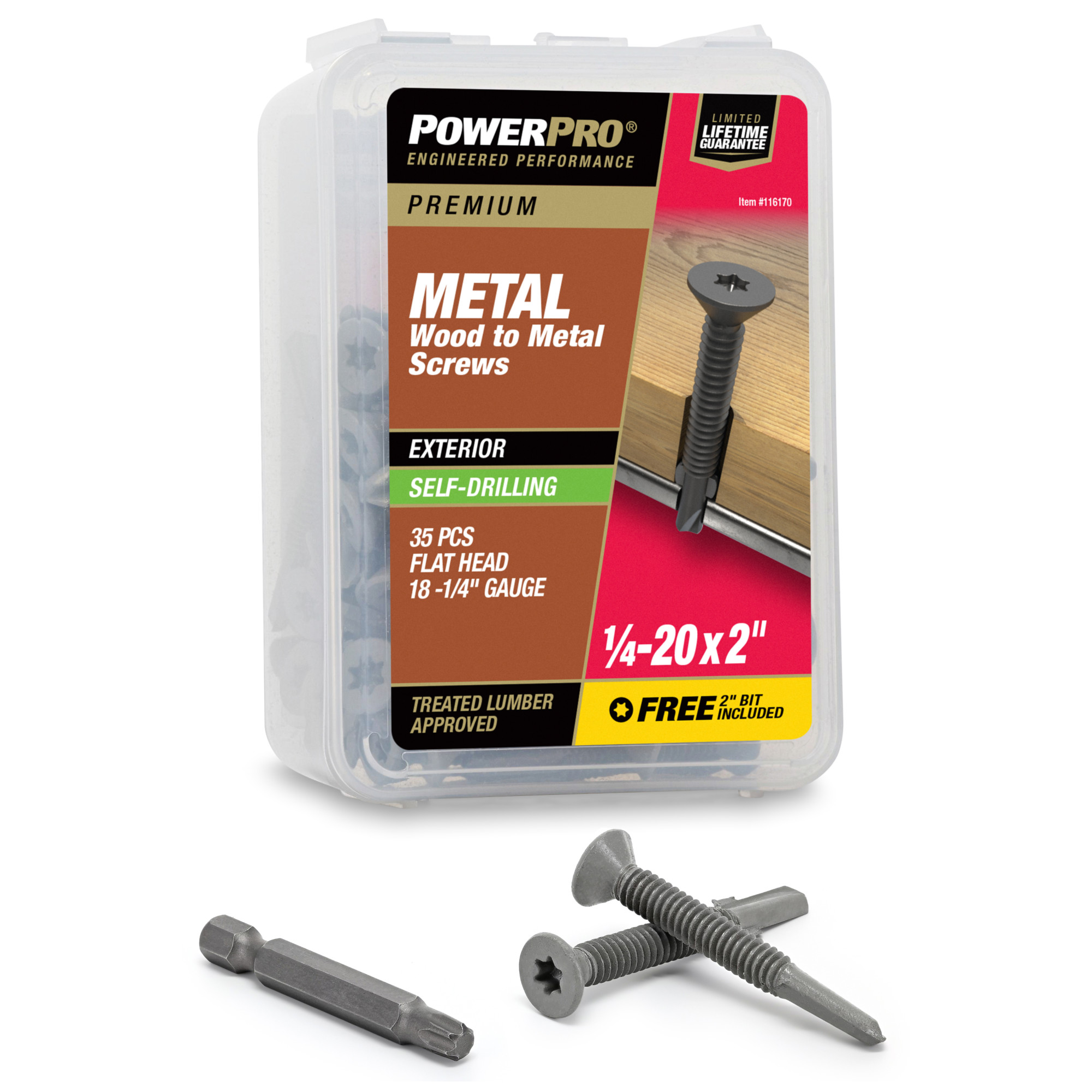 Power Pro Prower Pro Premium Flat Gray Epoxy Self-Drilling Screws (¼"-20 × 2 in.) 35pc