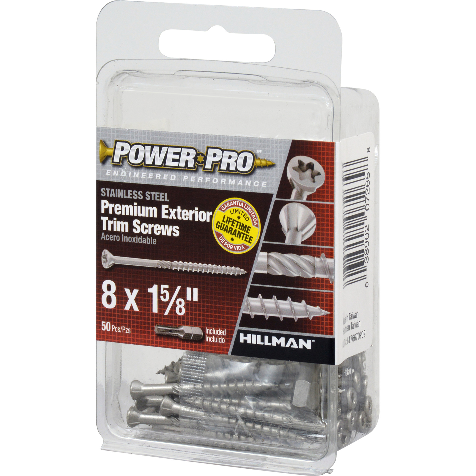Power Pro Premium 305 Stainless Steel Trim Screws (#8 x 1-5/8 in.) - 50 pc