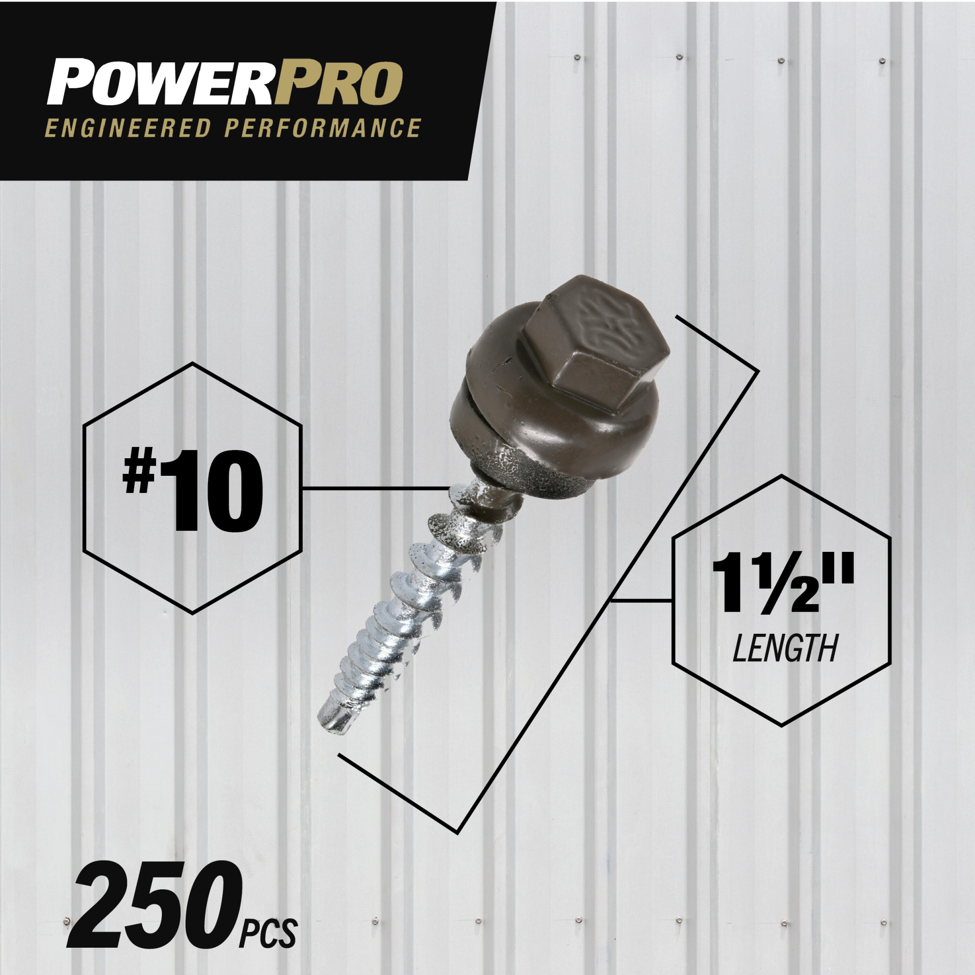 Power Pro Bronze Self Drilling Roofing Screws (#10 x 1-1/2 in.) - 250 pc