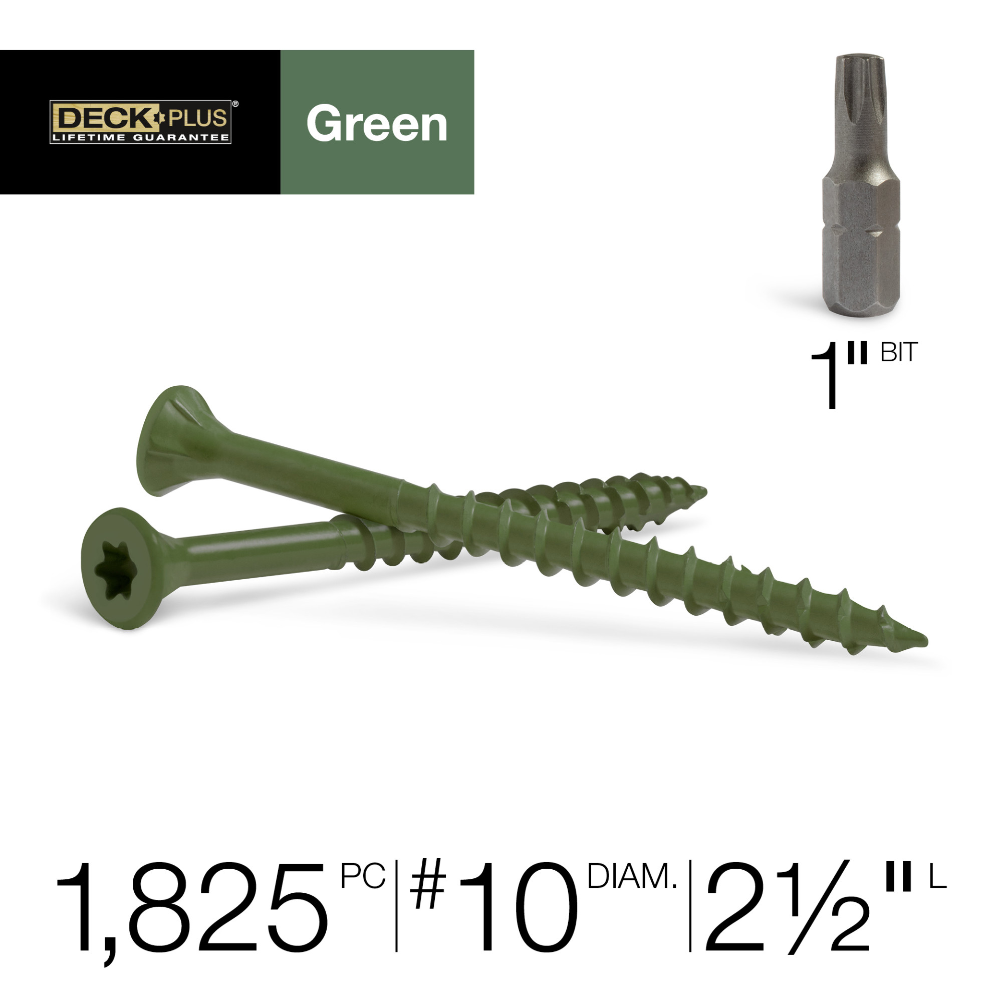 Deck Plus Green Deck Screws (#10 x 2-1/2 in.)
