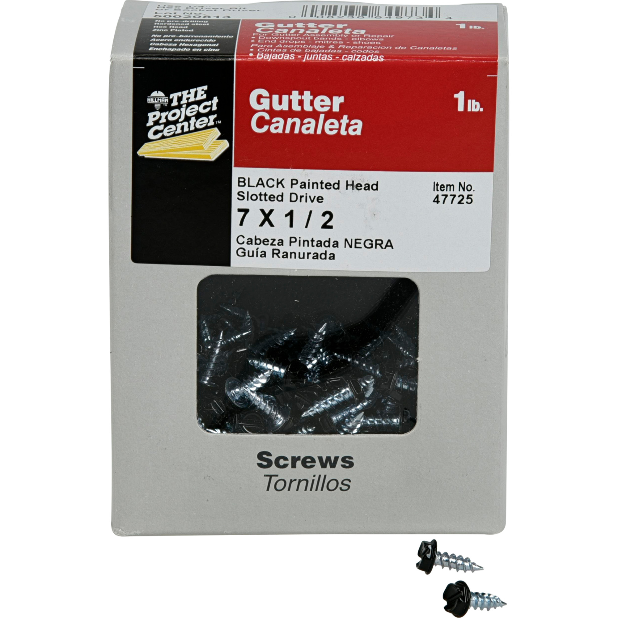 Hillman Black Slotted Hex Painted-Head Gutter Assembly Screws (#7 x 1/2 in.) - 1lb Box