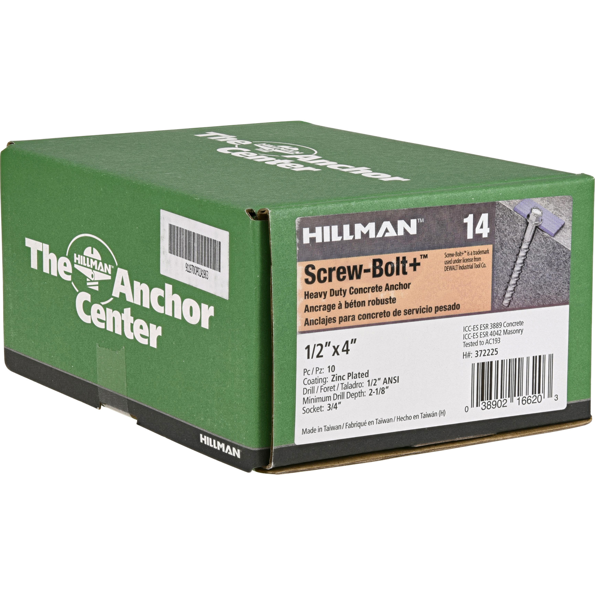 Hillman Screw-Bolt+ Anchor (1/2 in. x 4 in.) - 10 pc
