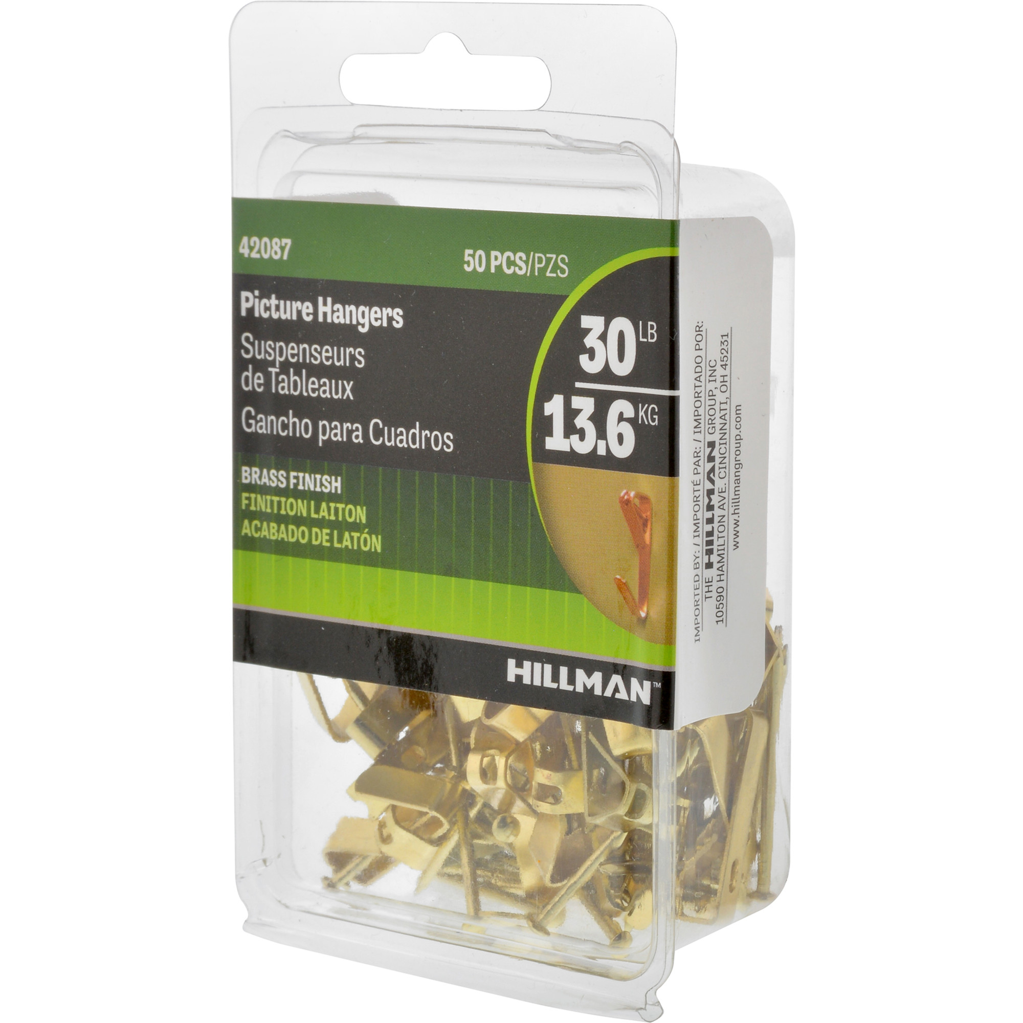 Hillman Conventional Picture Hangers Brass 30lb 50 Pack